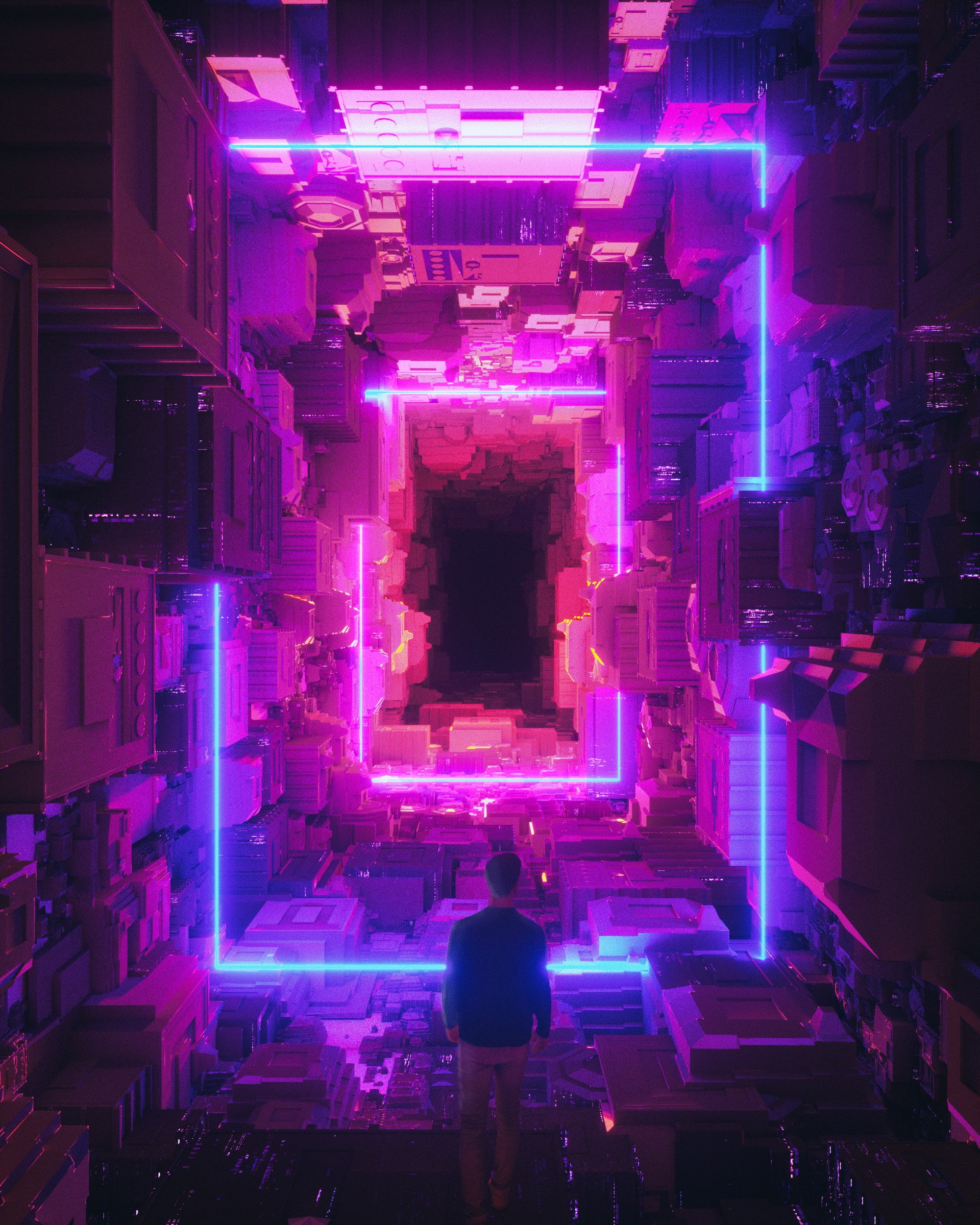 beeple, city, square, 3D, 1080P, cyberpunk, digital art, Phone HD Wallpaper