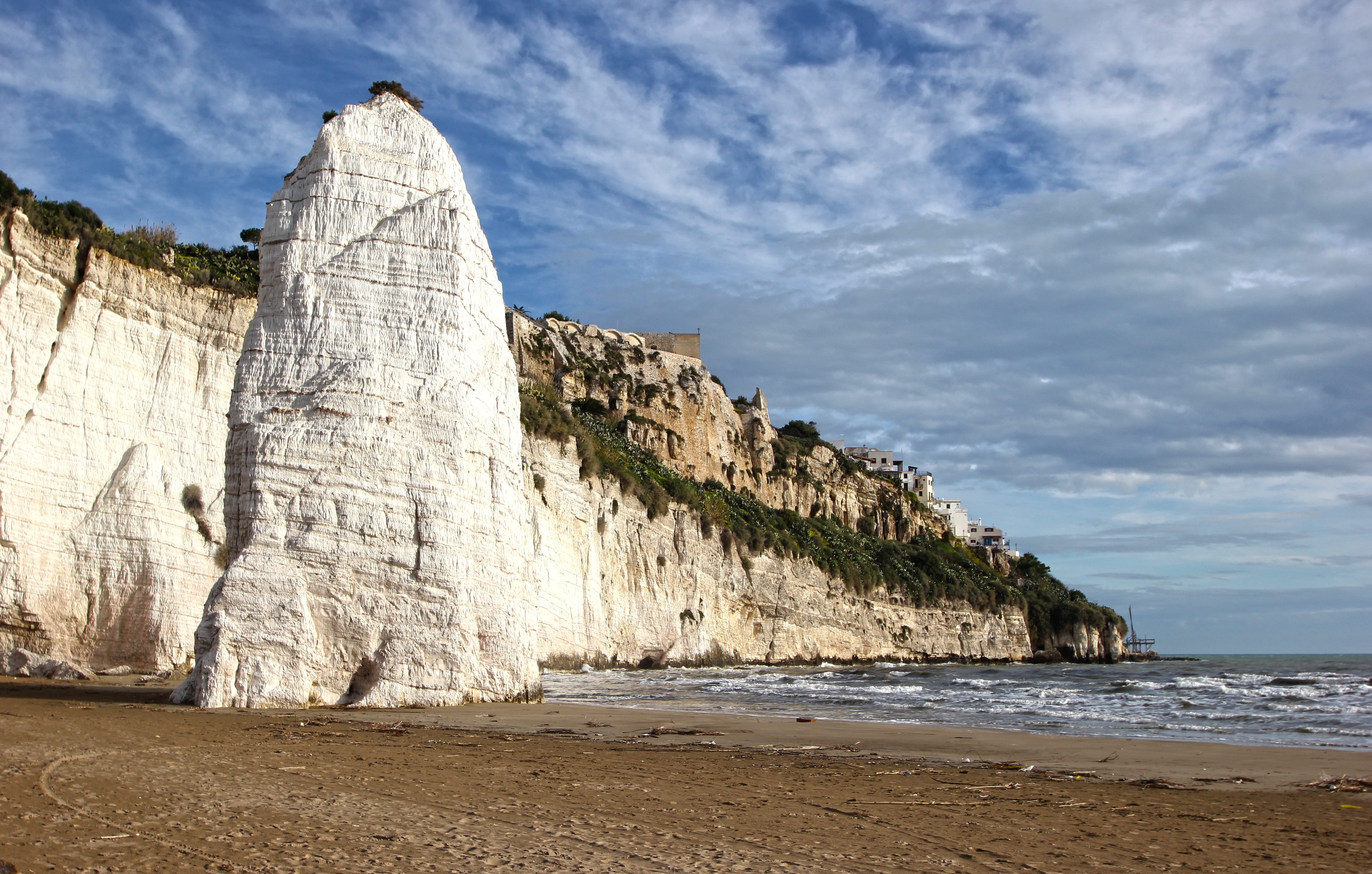 rock, sand, land, monolith, gargano, tourism, water, rock formation, beauty in nature, tranquility, scenics - nature, eroded, rock - object, beach, puglia, HD Wallpaper