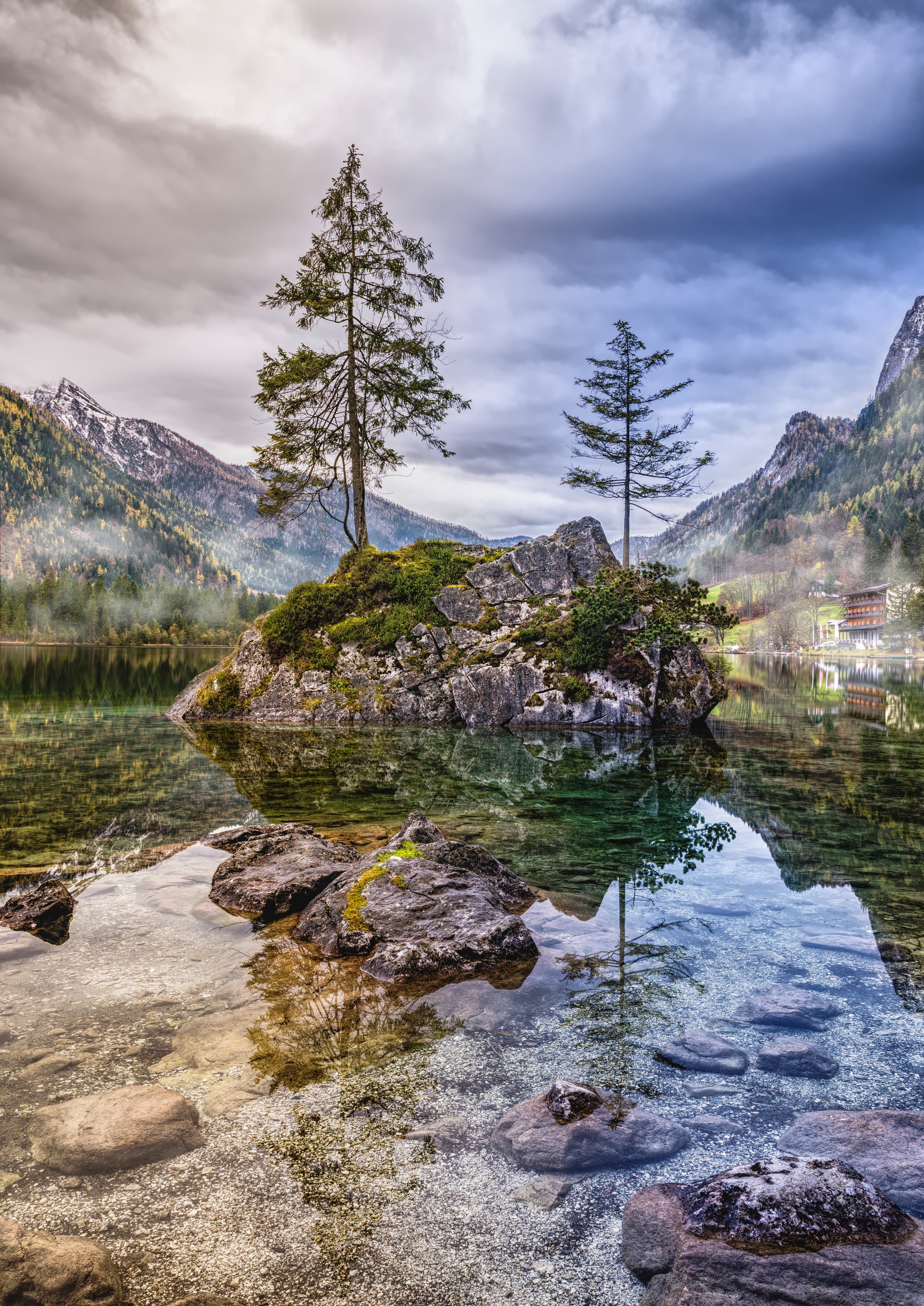 body, beauty in nature, woodland, digital, ramsau bei berchtesgaden, environment, nature, monolith, solid, pine woodland, pine tree, 8K, travel, hintersee, Phone HD Wallpaper