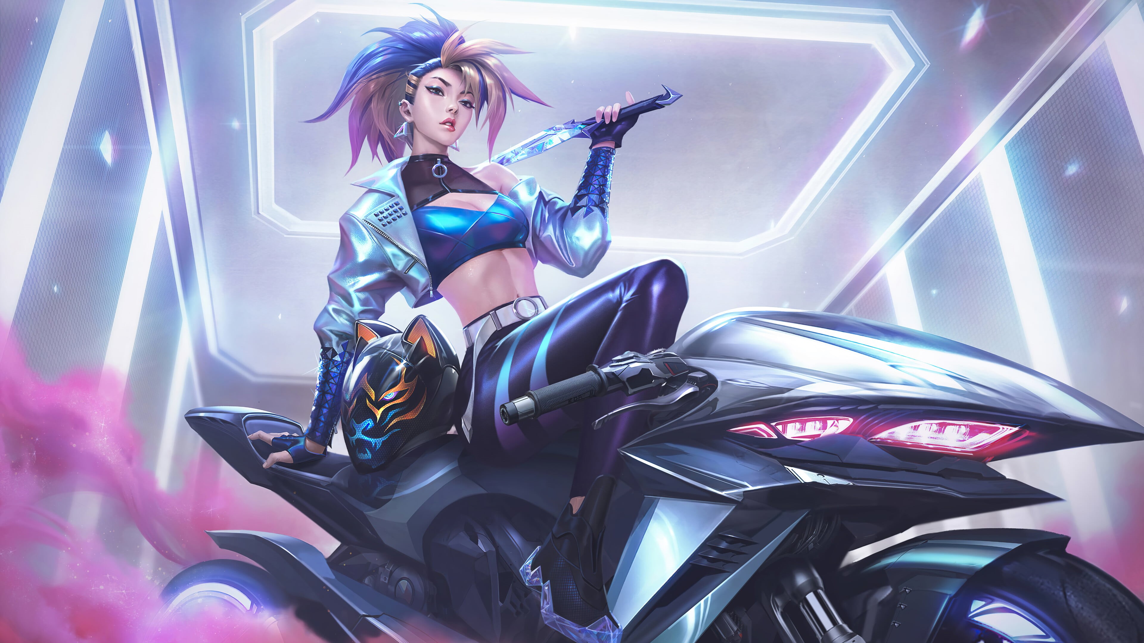 Riot Games, League of Legends, K/DA, Akali, music, kda, 4K, neon akali, Akali(League of Legends), HD Wallpaper