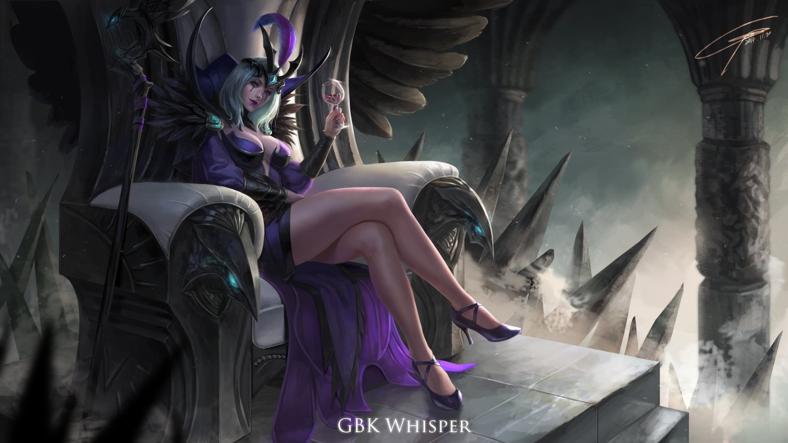 fantasy art, video game girls, chair, LeBlanc (League of Legends), indoors, fantasy, adult, fashion, lifestyles, leisure activity, standing, mage, HD Wallpaper