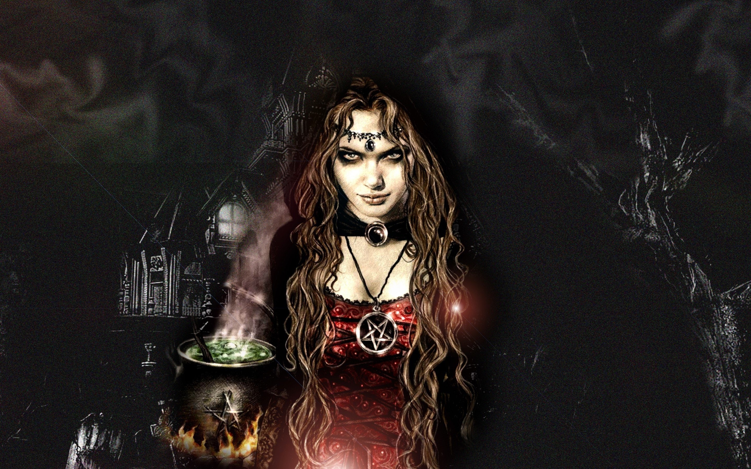 young adult, adult, women, long hair, portrait, hairstyle, woman, female, front view, mystery, black background, real people, occult, spooky, 2K, fantasy, HD Wallpaper