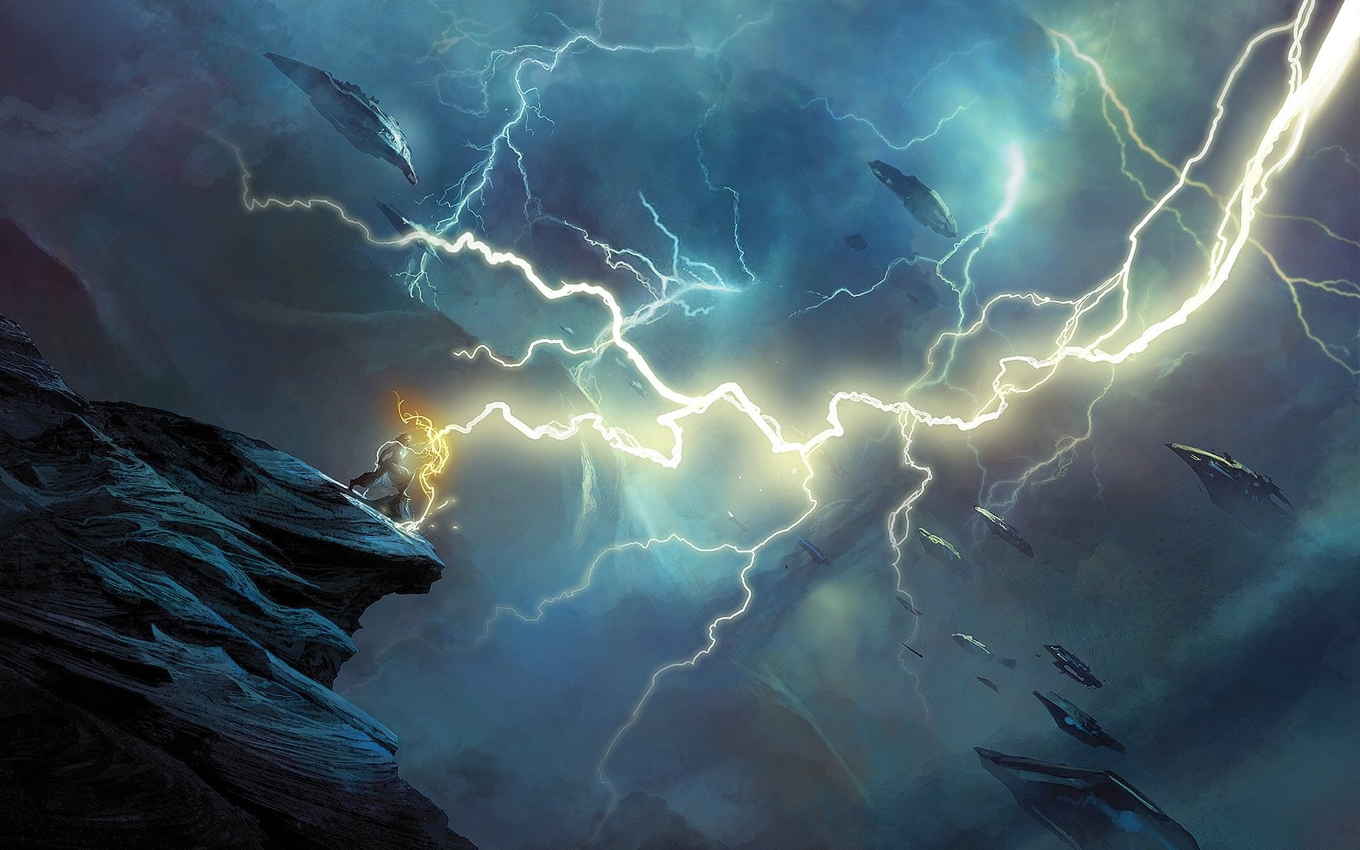 Warrior, Lightning, Mage, Sci Fi, Fantasy, Battle, 1080P, HD Wallpaper