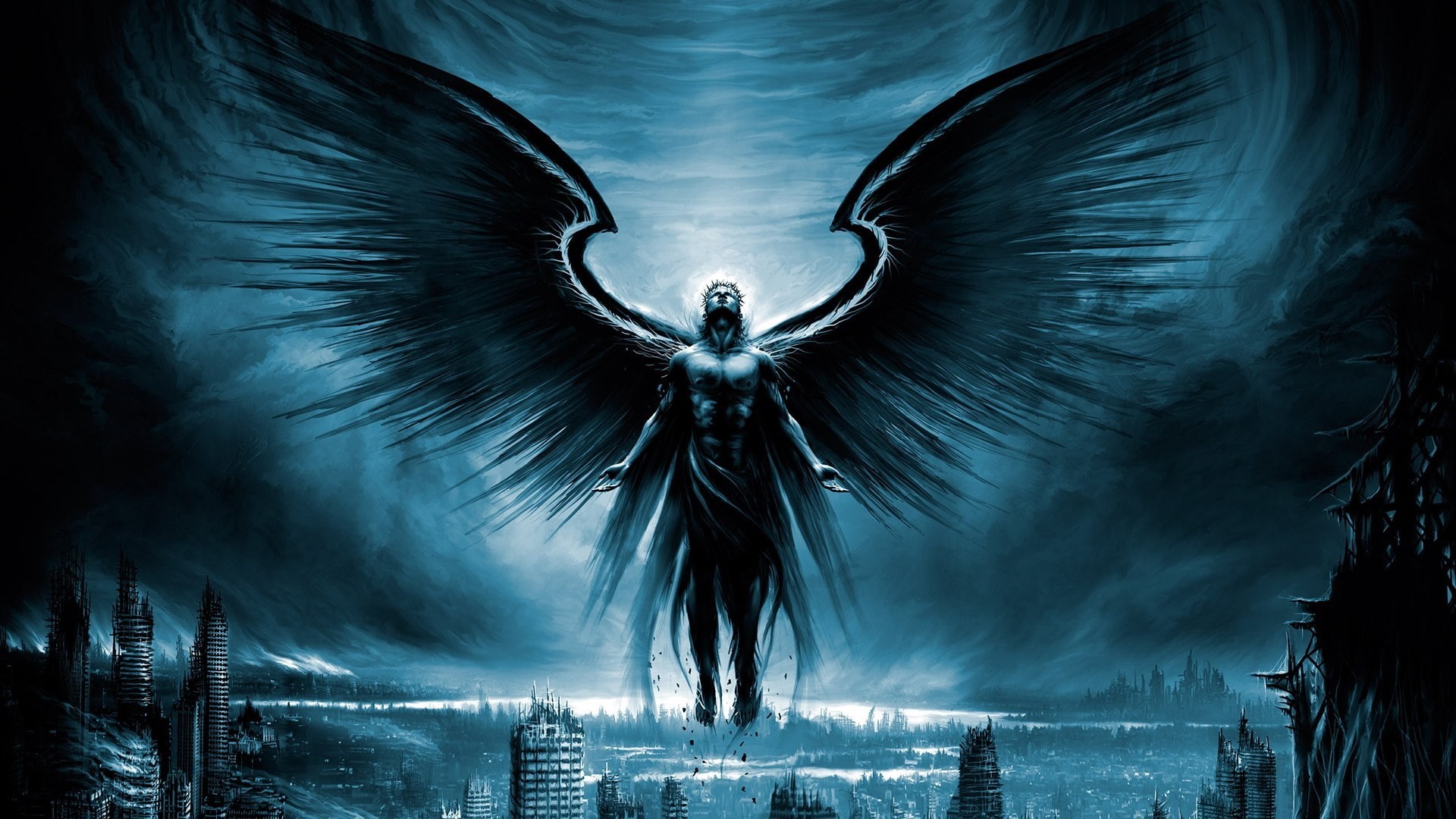 fictional character, apocalypse, wing, darkness, cg artwork, angel, dark angel, black angel, 1080P, wings, fallen angel, supernatural creature, demon, HD Wallpaper