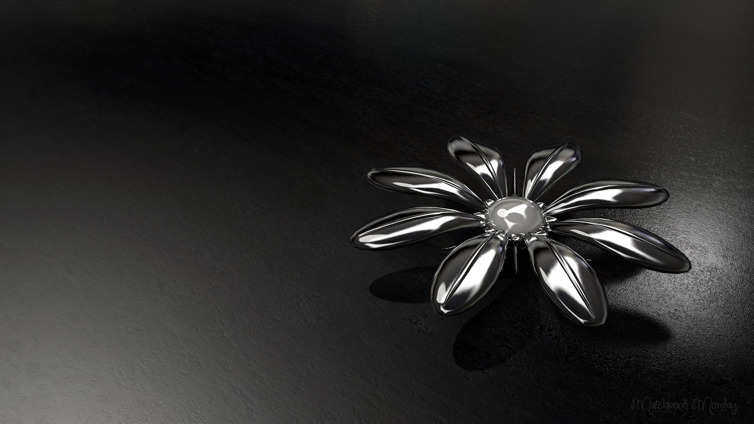 bw, d, hd, 2K, jewelry, 3d, digital/artwork, silver, flower, daisy, cg, HD Wallpaper