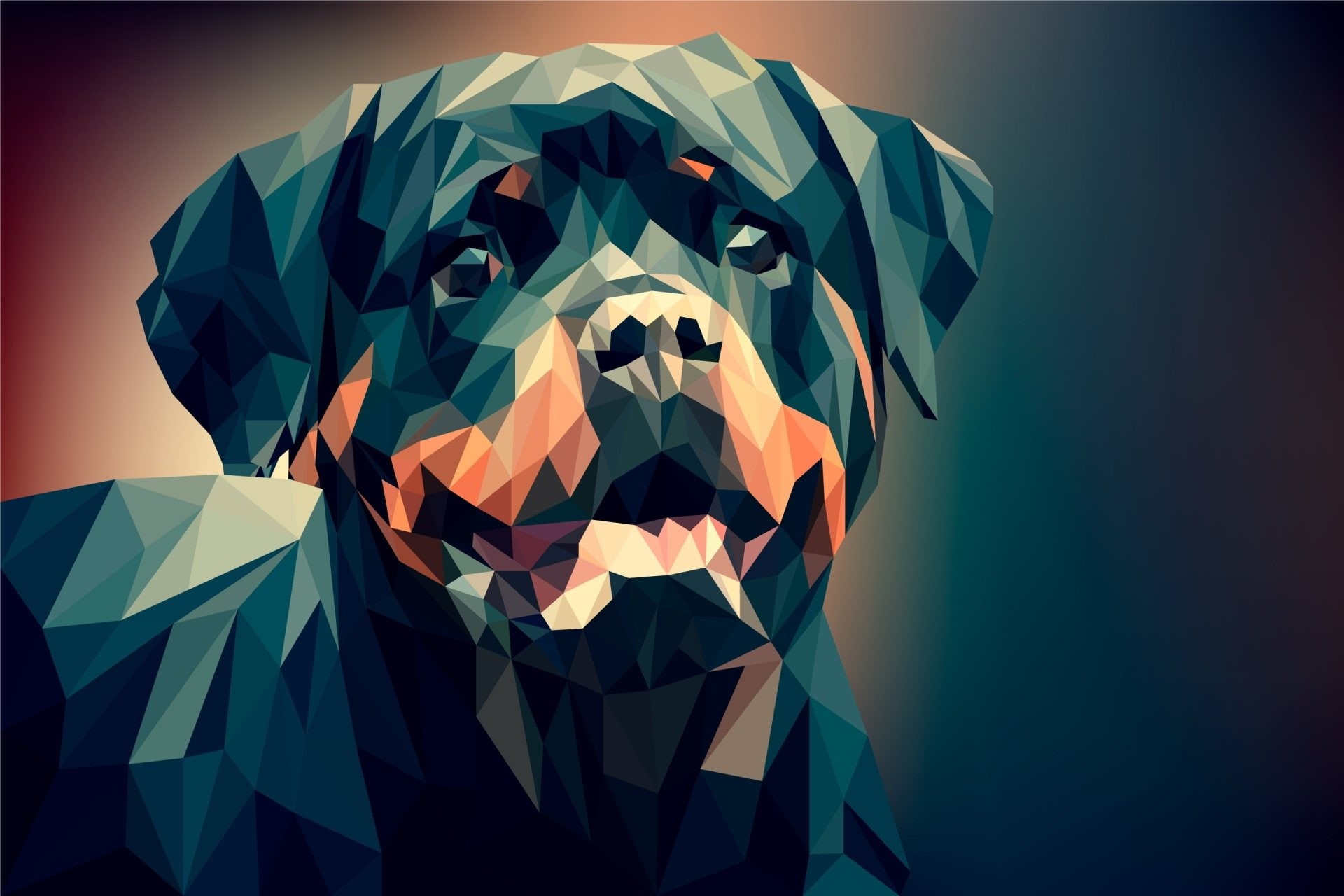 Abstract, Rottweiler, Polygon, Dog, Facets, Low Poly, Digital Art, 1080P, HD Wallpaper