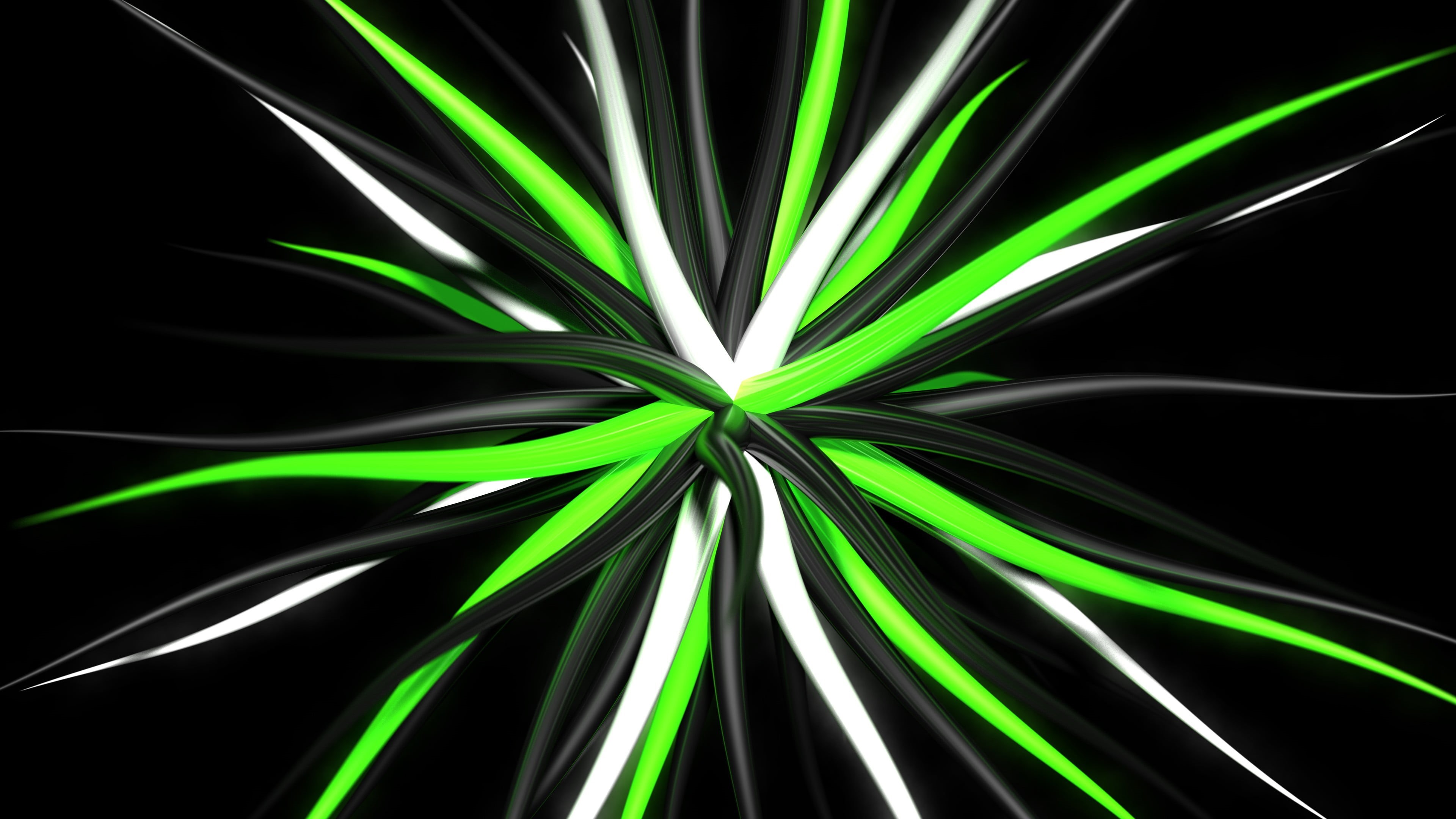 backgrounds, brightly lit, flowing, black background, pattern, vibrant color, technology, connection, design, abstract, bright, black, glowing, green color, HD Wallpaper