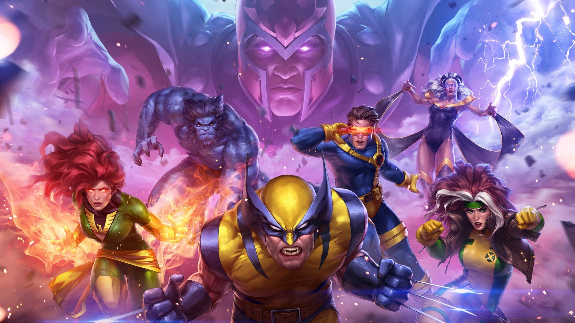 togetherness, human representation, costume, Rogue (X-men), Ororo Monroe, front view, Jean Grey, high angle view, purple, young women, indoors, art and craft, HD Wallpaper