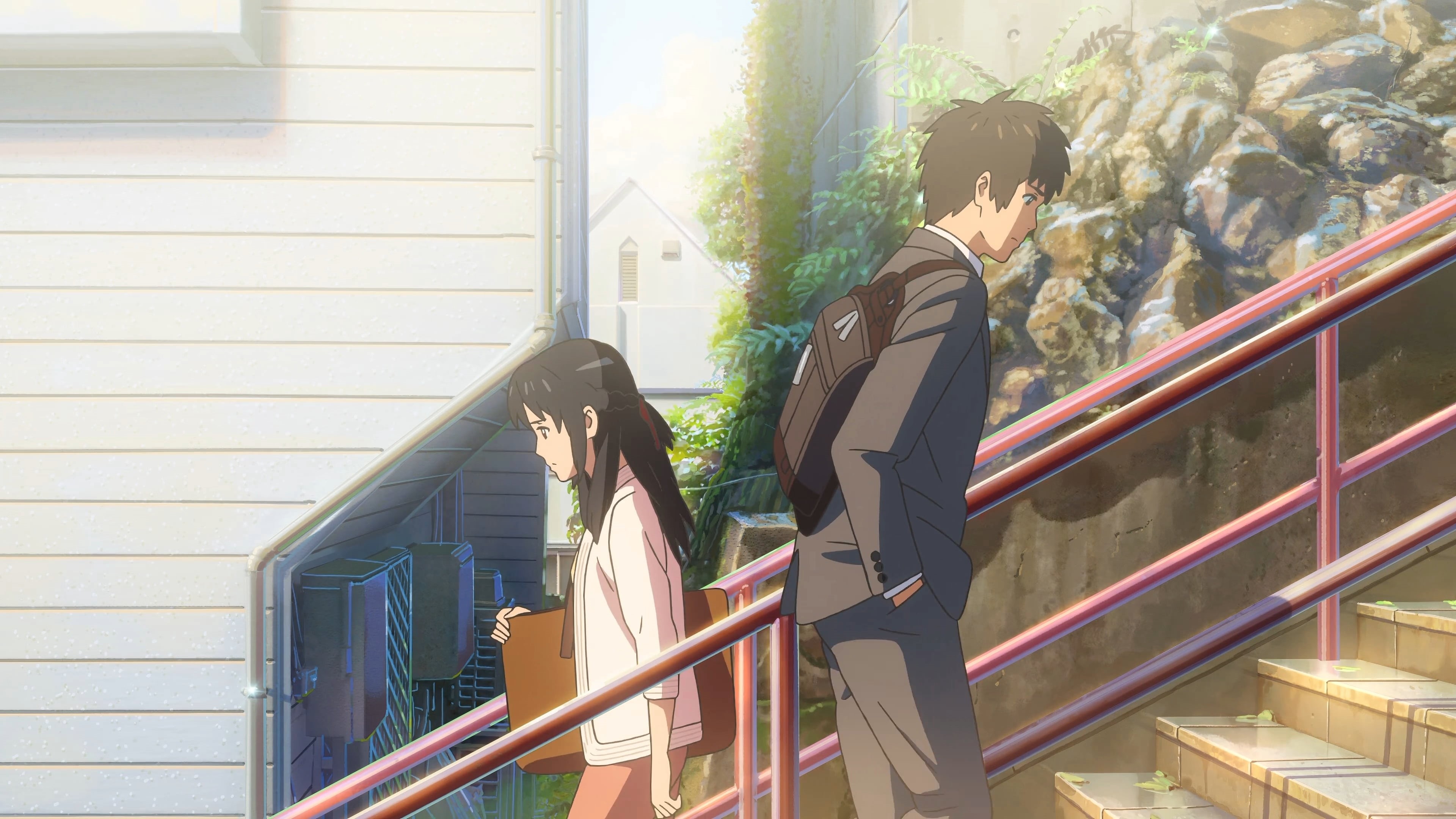 hairstyle, Makoto Shinkai, built structure, standing, Kimi no Na Wa, lifestyles, outdoors, nature, architecture, plant, day, leisure activity, HD Wallpaper