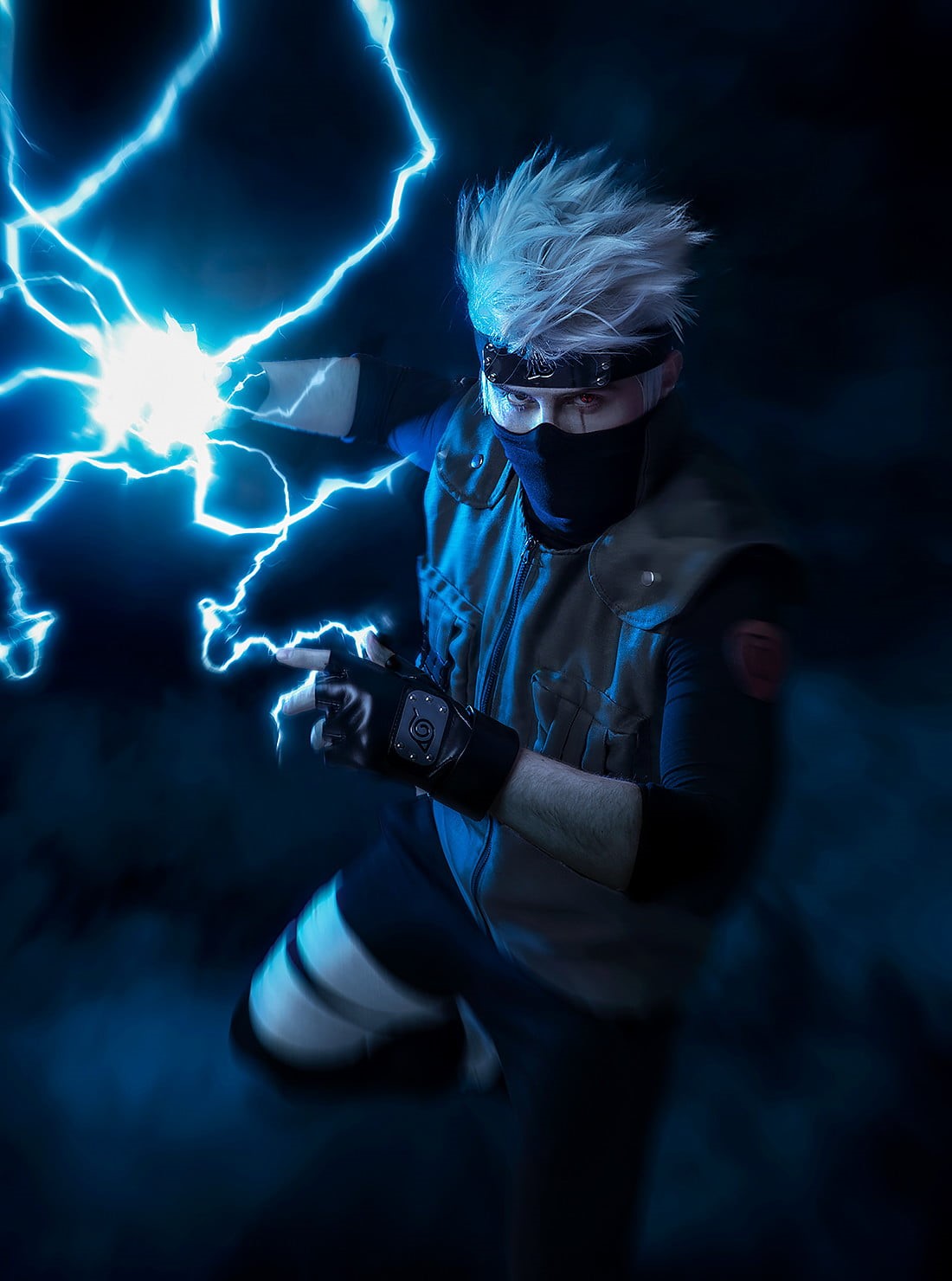 activity, studio shot, portrait, blurred motion, smoke, indoors, illuminated, s, front view, arts culture and entertainment, costume, blue, shipuden, young adult, Phone HD Wallpaper