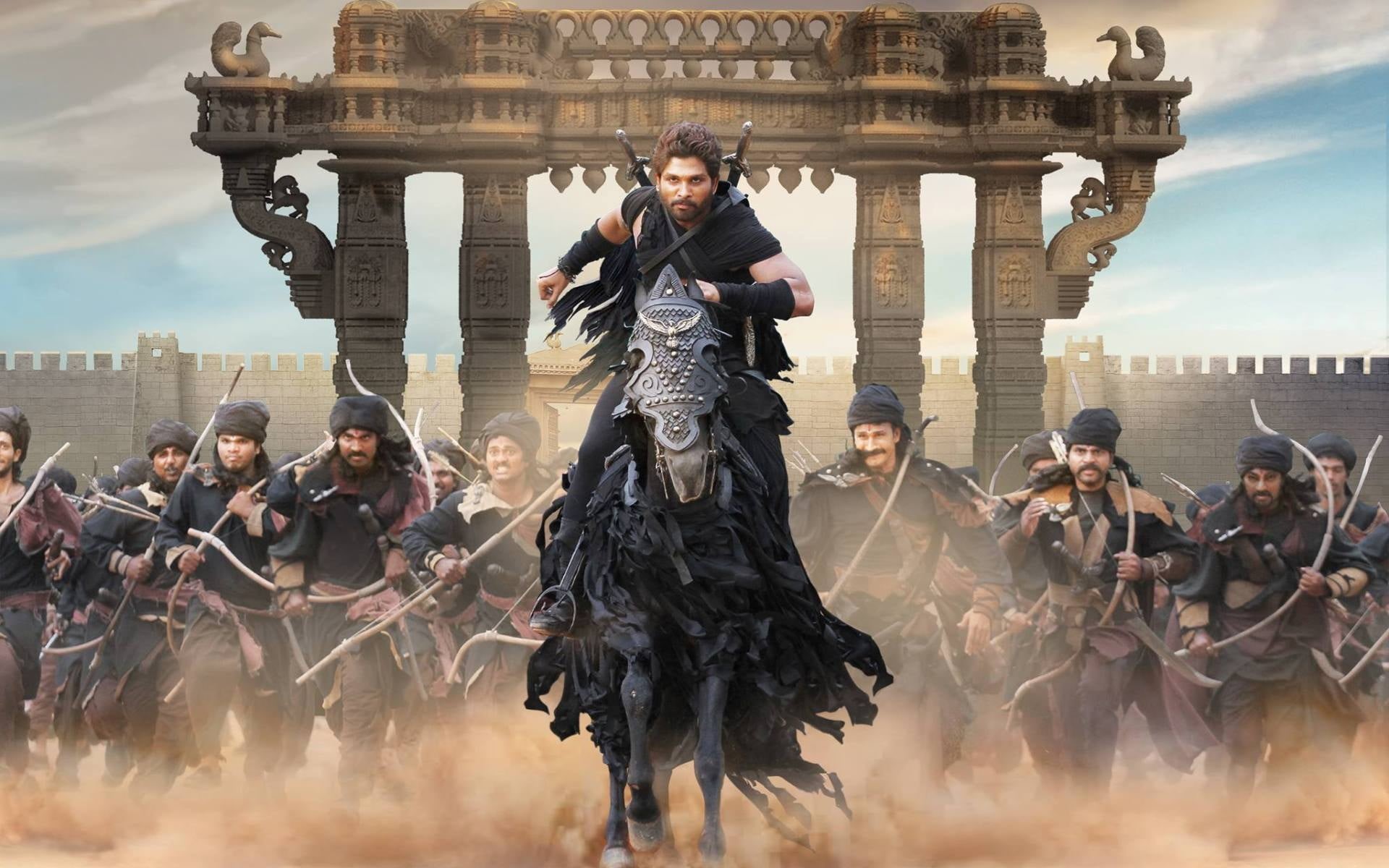 1080P, rudramadevi, outdoors, group of people, young men, built structure, building exterior, city, arjun, crowd, horse, Bollywood Movies, front view, HD Wallpaper