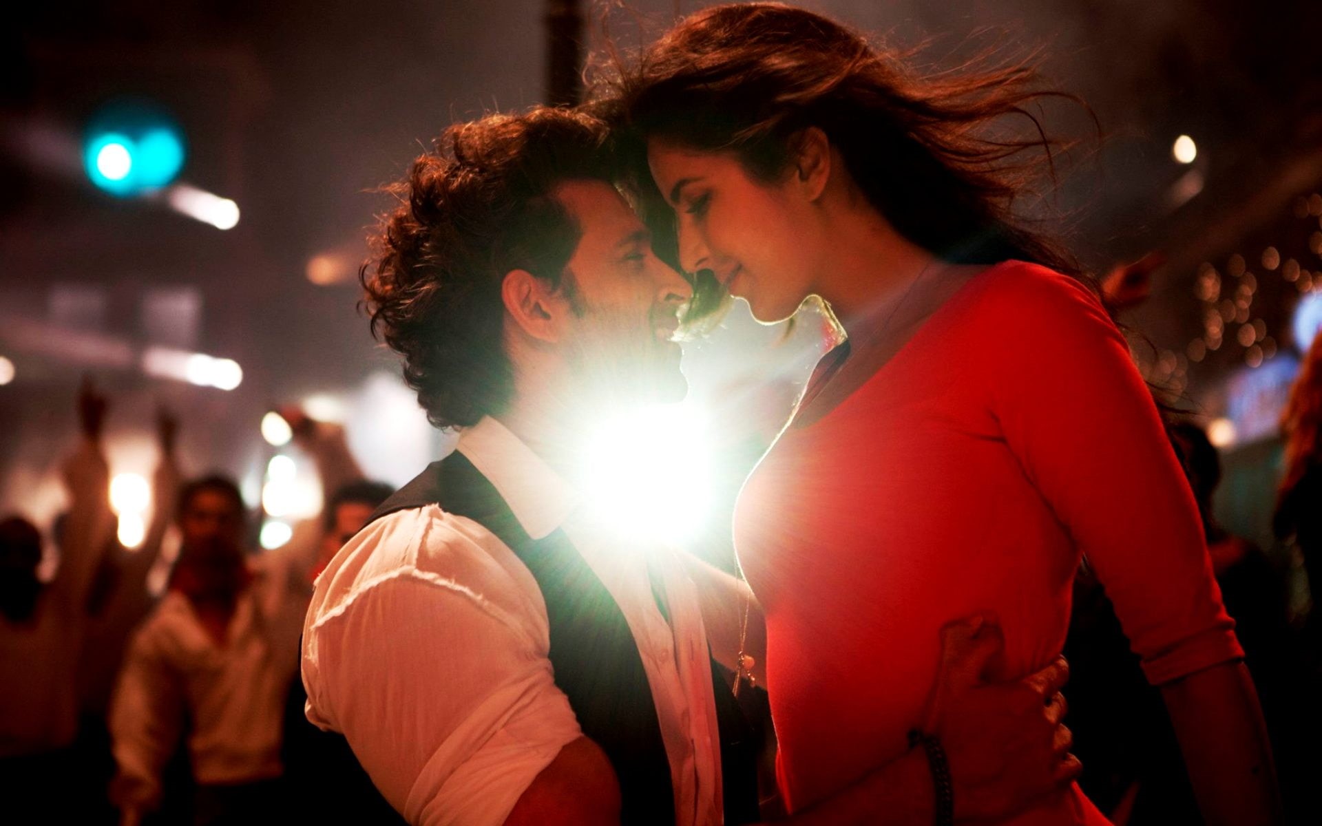 couple - relationship, positive emotion, bonding, incidental people, movie, people, shirt, s, button, katrina kaif, hrithik roshan, Movies, young men, adult, HD Wallpaper