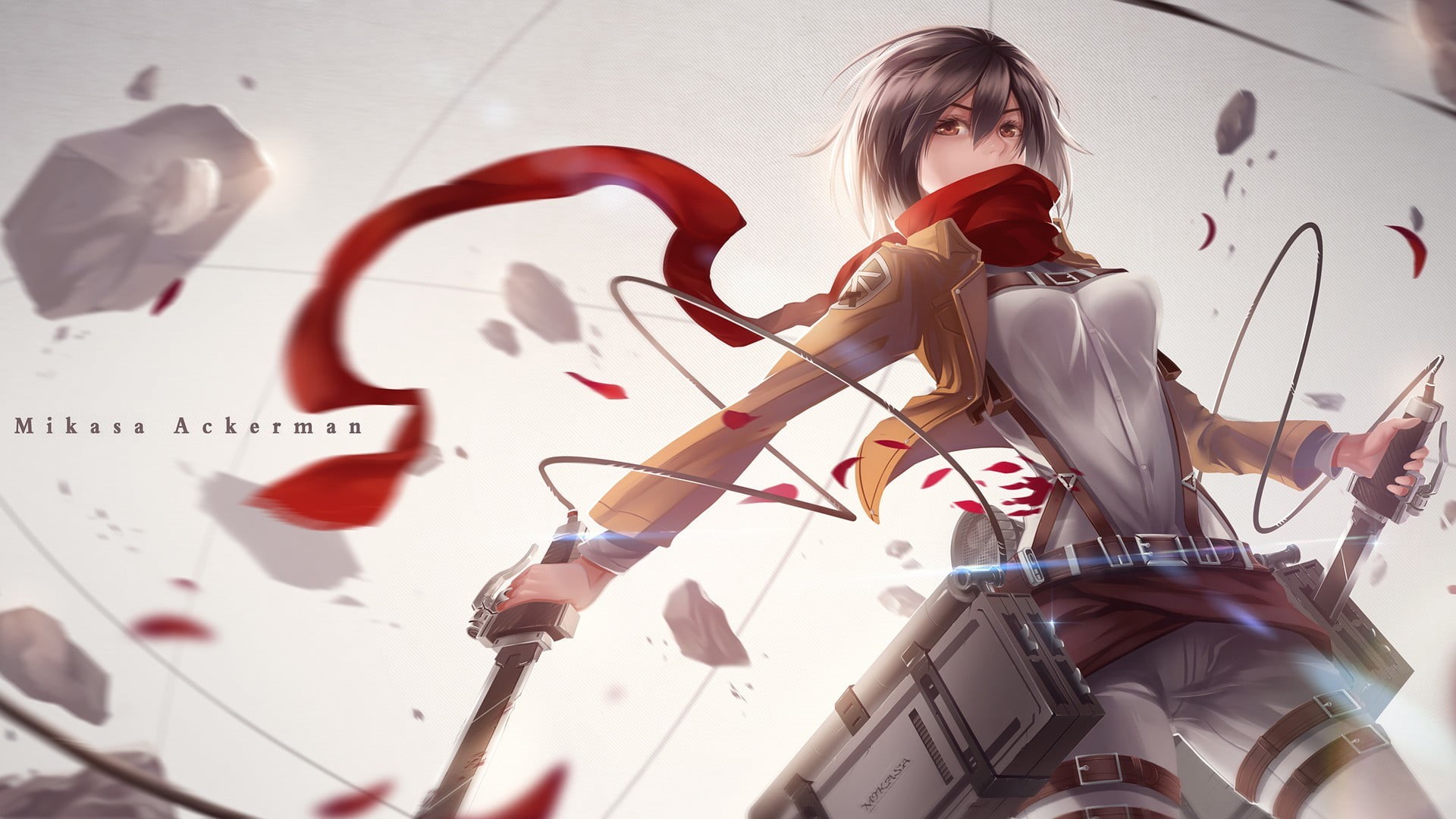 shadow, artist, titans, hairstyle, attack, music, lifestyles, mikasa, hair, digital composite, one person, young adult, musical instrument, Mikasa Ackerman, HD Wallpaper