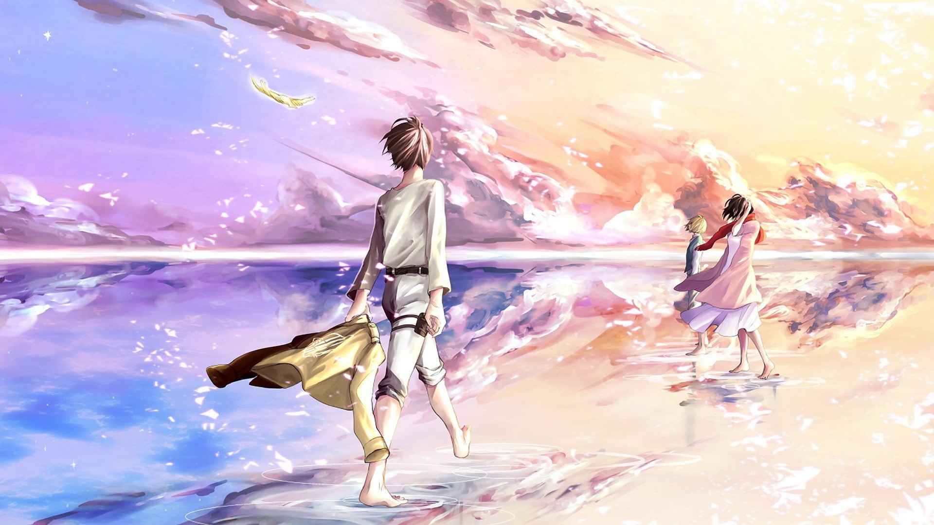 day, young adult, art and craft, hairstyle, beauty in nature, water, creativity, Mikasa Ackerman, real people, adult, young women, anime, full length, leisure activity, HD Wallpaper