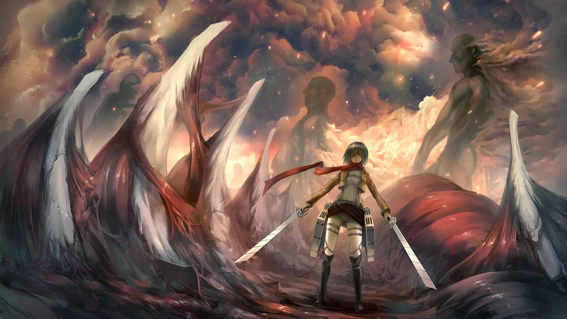 Mikasa Ackerman, nature, water, 1080P, occupation, titan, holiday, standing, women, sea, Shingeki no Kyojin, lifestyles, anime girls, anime, leisure activity, HD Wallpaper