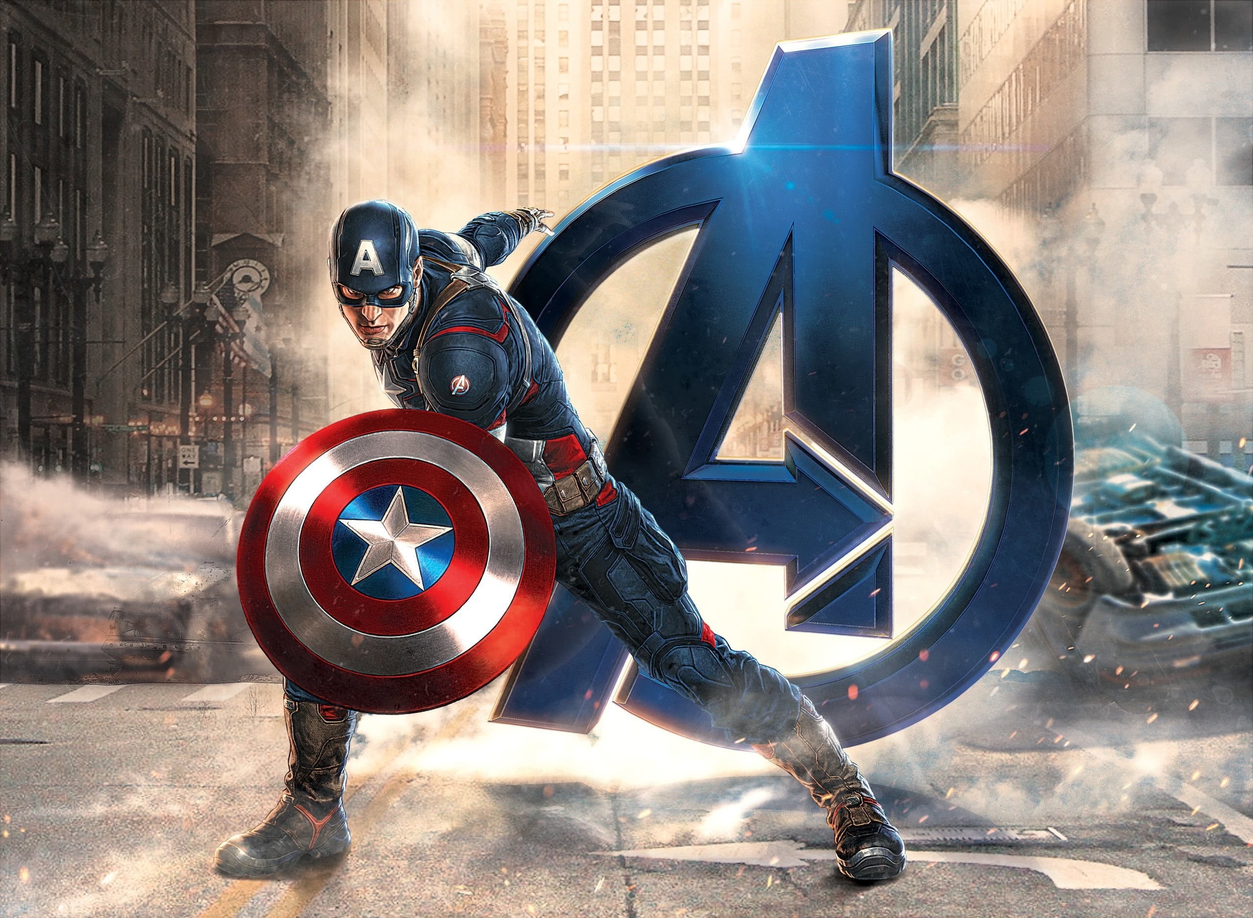  building exterior, full length, geometric shape, men, america, city, outdoors, day, superhero, sunlight, standing, safety, Avengers: Age of Ultron, HD Wallpaper