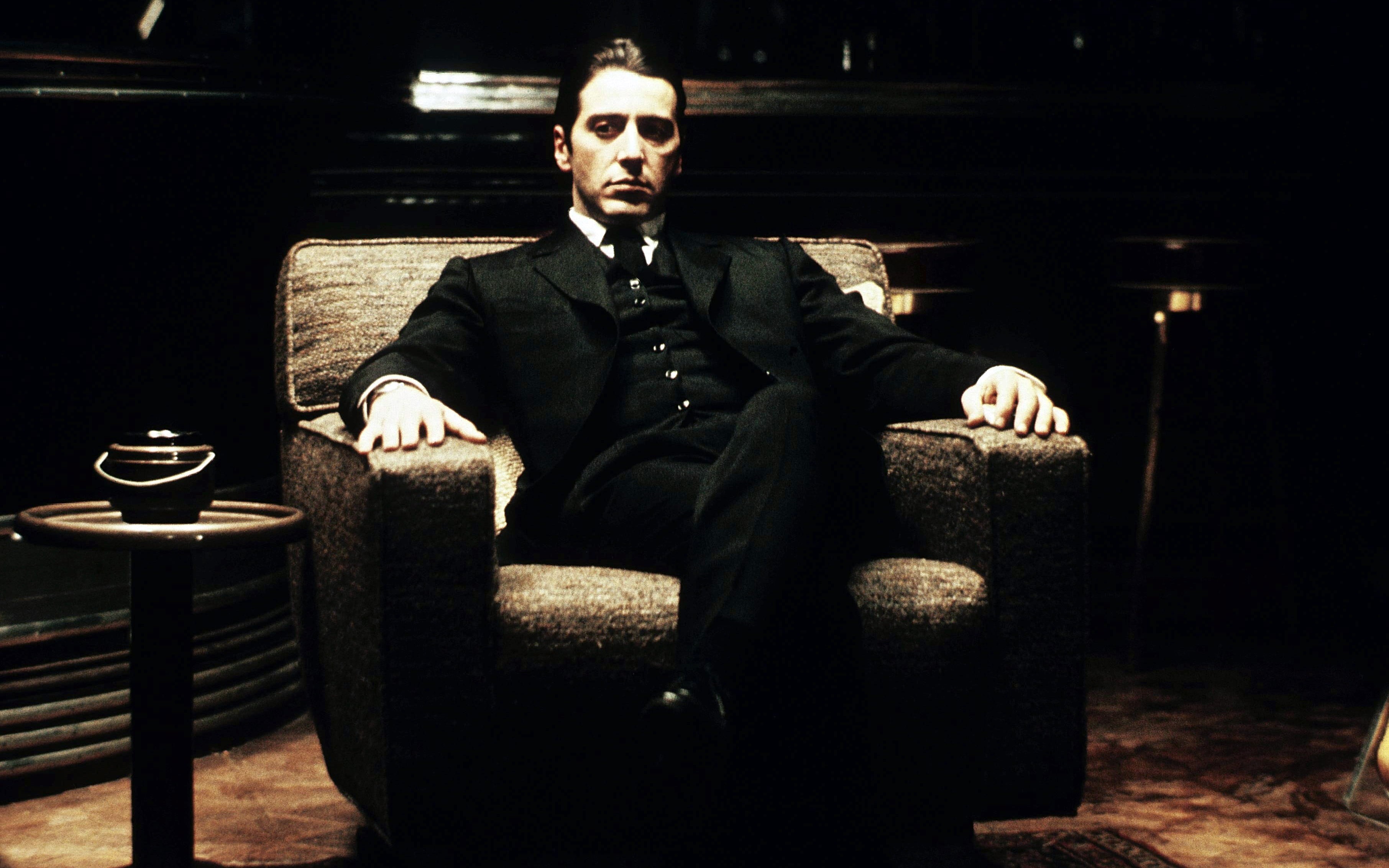 business, indoors, young adult, real people, portrait, Al Pacino, looking at camera, one person, armchair, Michael Corleone, men, front view, sitting, three quarter length, HD Wallpaper