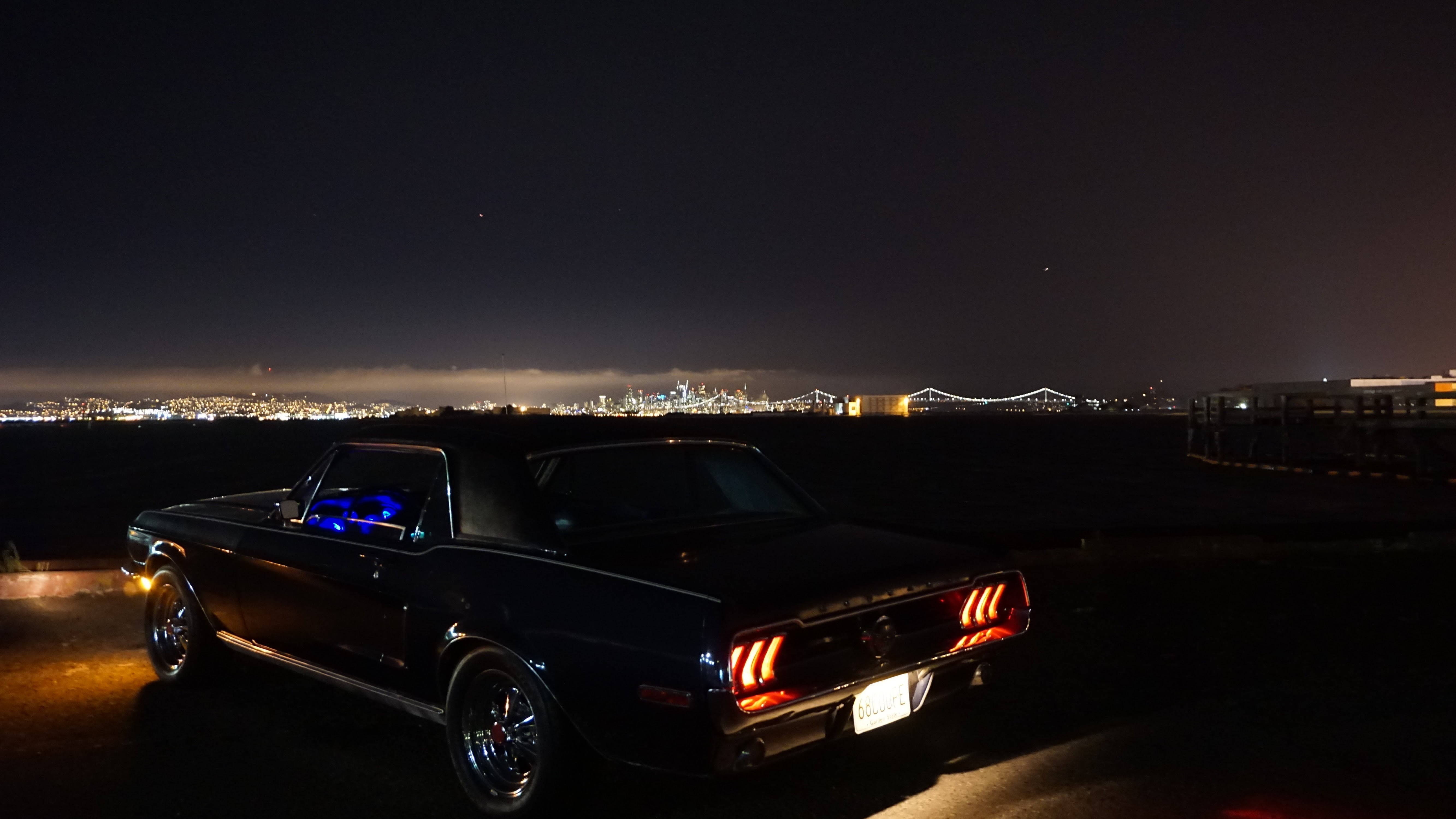 sky, motor vehicle, night, road, motion, black, building exterior, land vehicle, blurred motion, outdoors, no people, transportation, classic, architecture, HD Wallpaper