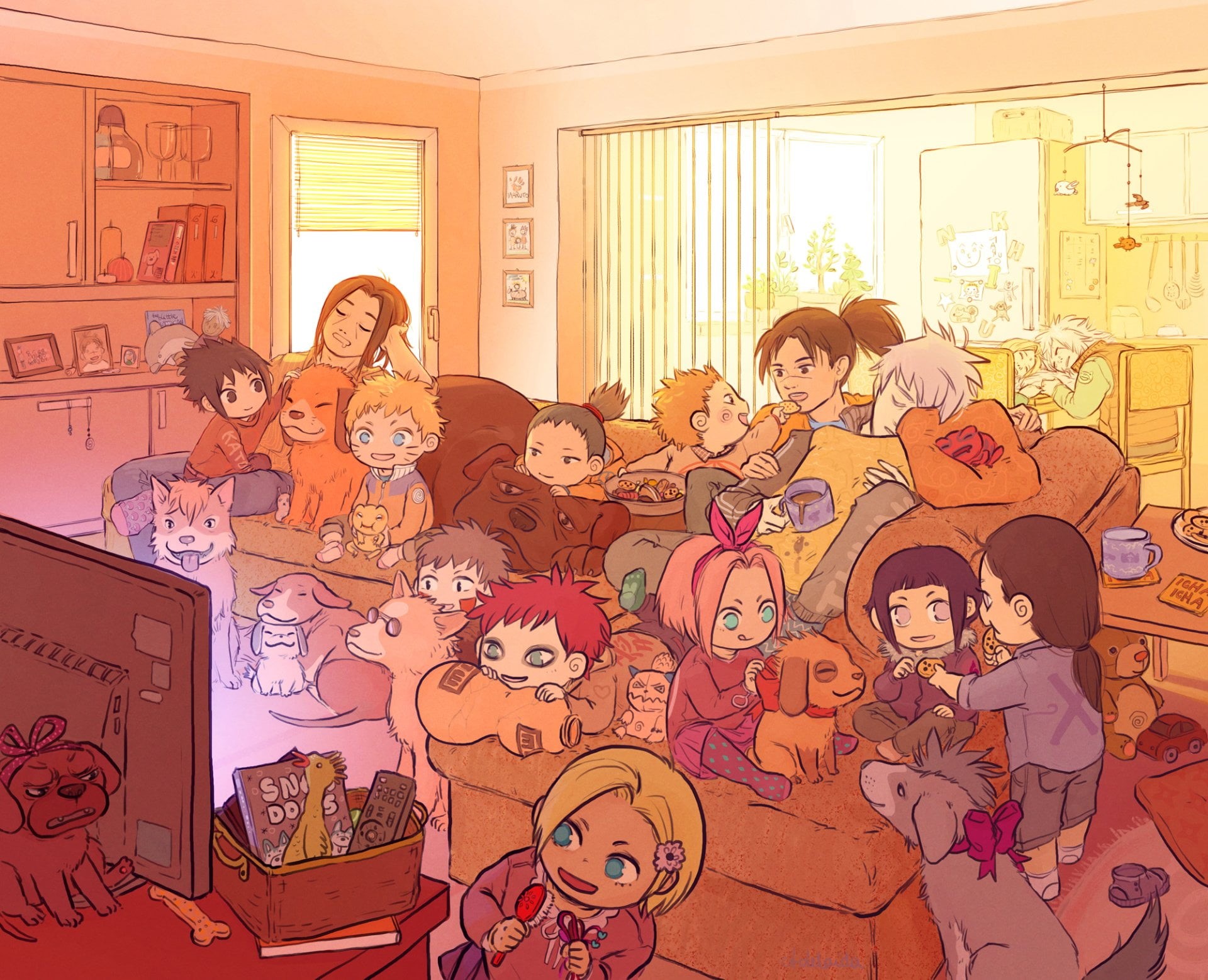 Sasuke Uchiha, sitting, boys, Neji Hyūga, Sakura Haruno, family, Naruto, men, representation, childhood, Naruto Uzumaki, girls, Ino Yamanaka, Gaara (Naruto), HD Wallpaper