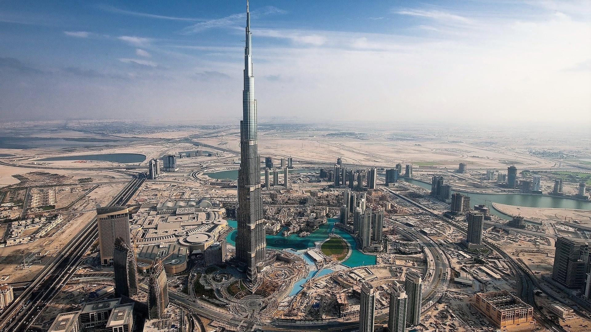 crowd, travel destinations, crowded, modern, office building exterior, day, transportation, nature, tower, sky, burj khalifa, cityscape, uae, architecture, HD Wallpaper