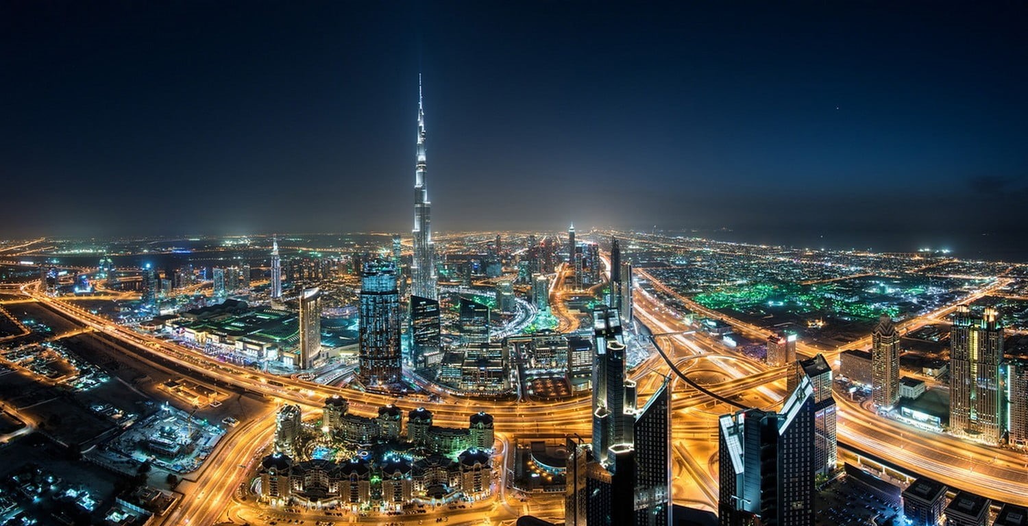office building exterior, outdoors, light trail, Dubai, travel, built structure, spire, urban, 720P, street, Burj Khalifa, travel destinations, tall - high, HD Wallpaper