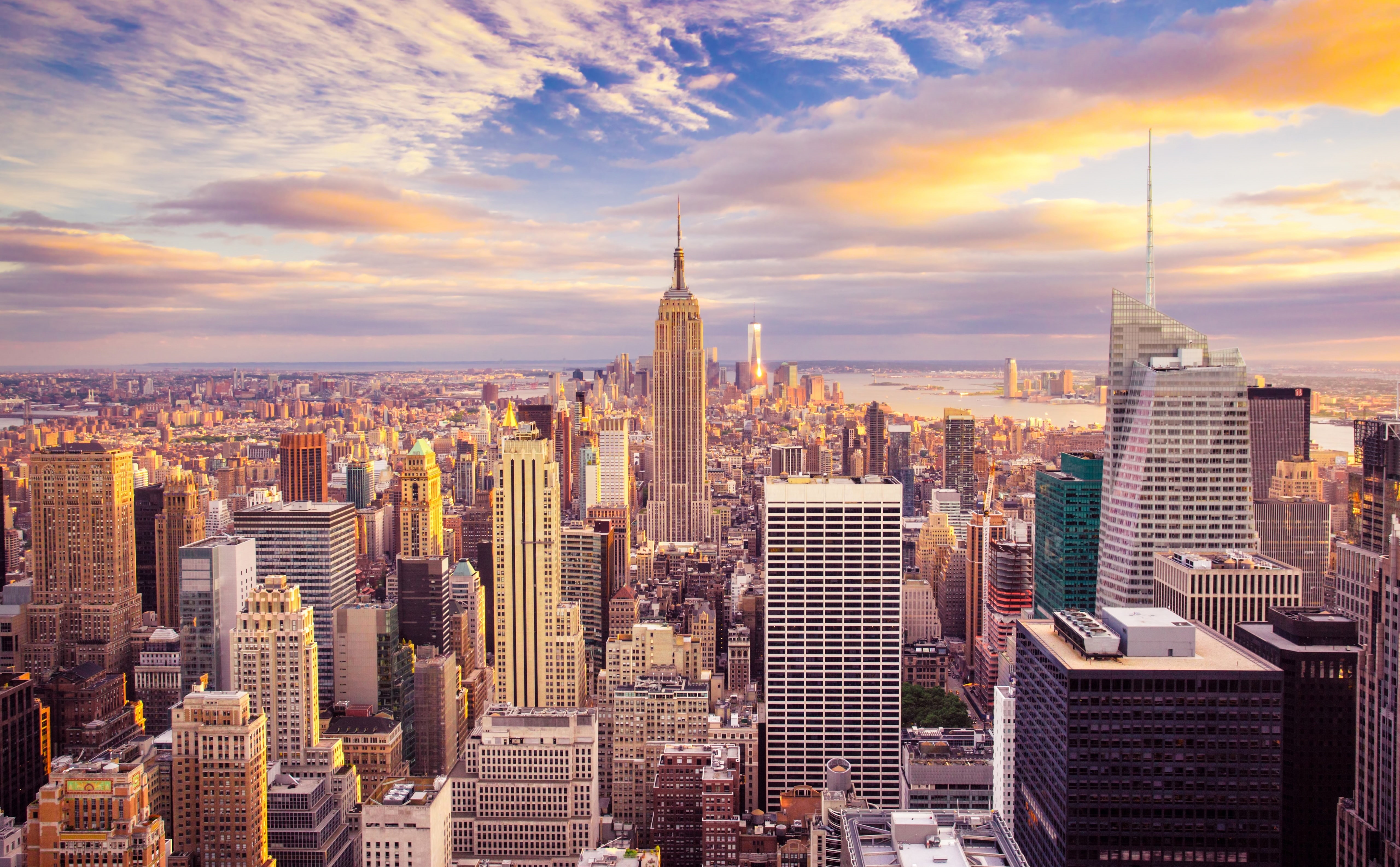 Metropolis, building exterior, Manhattan, travel destinations, Tower, urban skyline, crowd, york, built structure, Aerial, cloud - sky, new, HD Wallpaper
