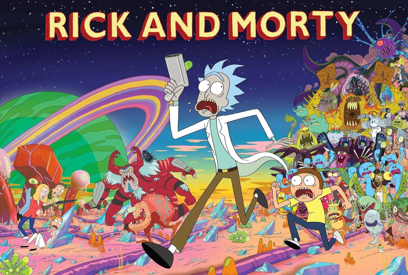 human representation, sky, graffiti, arts culture and entertainment, day, outdoors, Rick and Morty, Beth Smith, creativity, mural, Morty Smith, HD Wallpaper