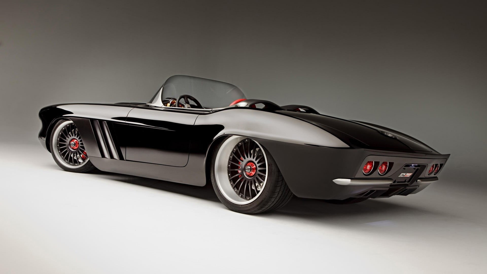 motor vehicle, vehicle, convertible, gray background, personal land vehicle, 1080P, coupe, Chevrolet Corvette, wheel, black, simple background, driving, HD Wallpaper