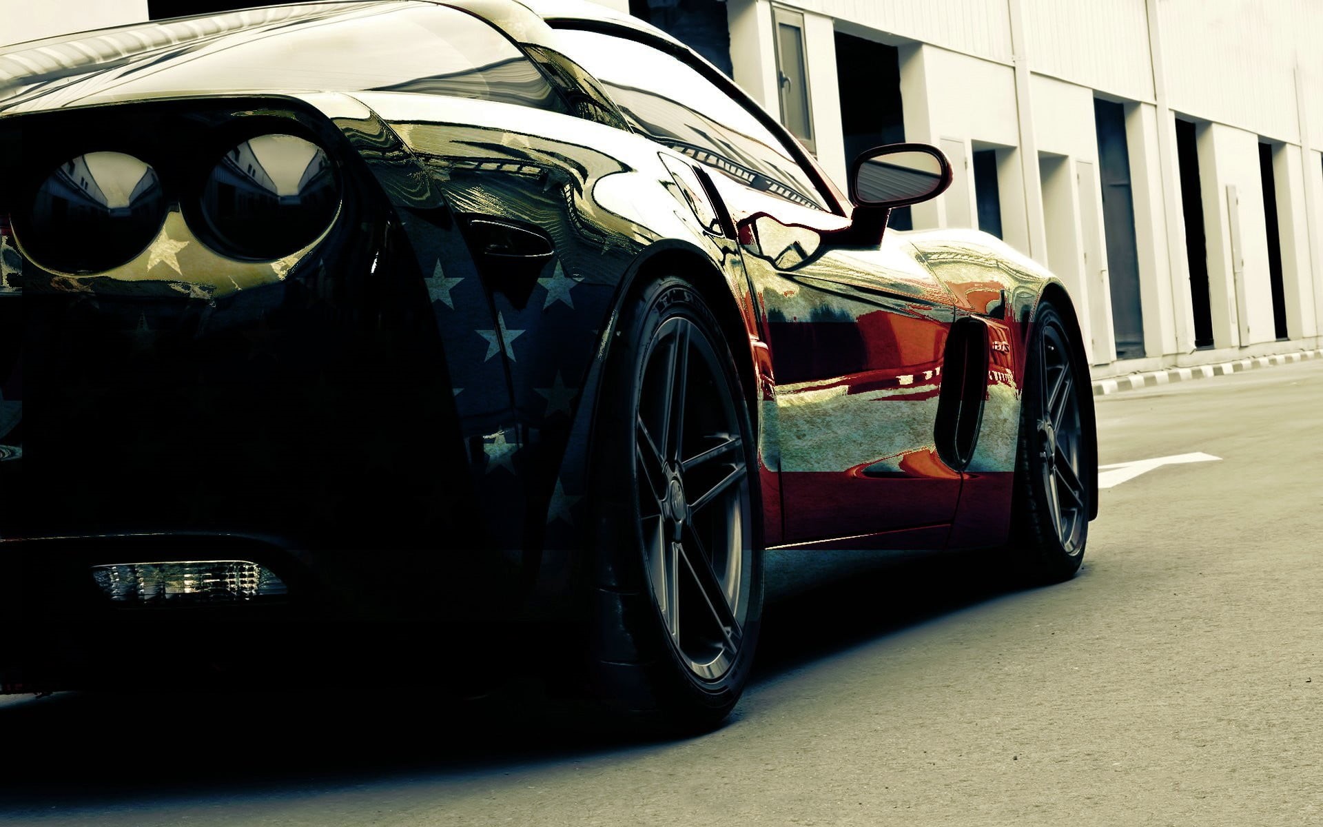tire, mode of transportation, city, stationary, 1080P, architecture, luxury, wealth, Corvette, Chevrolet Corvette, land vehicle, motor vehicle, coupe, HD Wallpaper