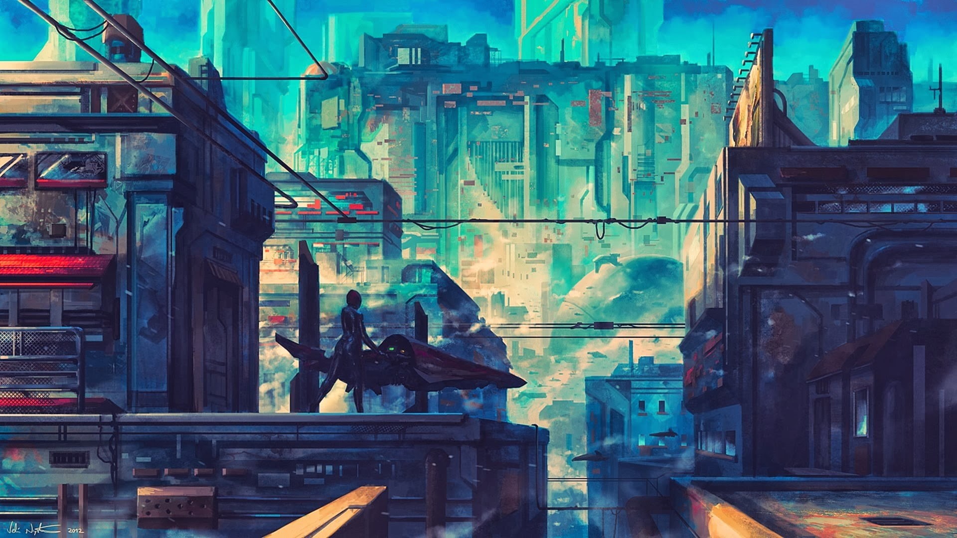 fantasy art, artwork, 1080P, building exterior, day, glass - material, occupation, standing, architecture, representation, human representation, sculpture, HD Wallpaper