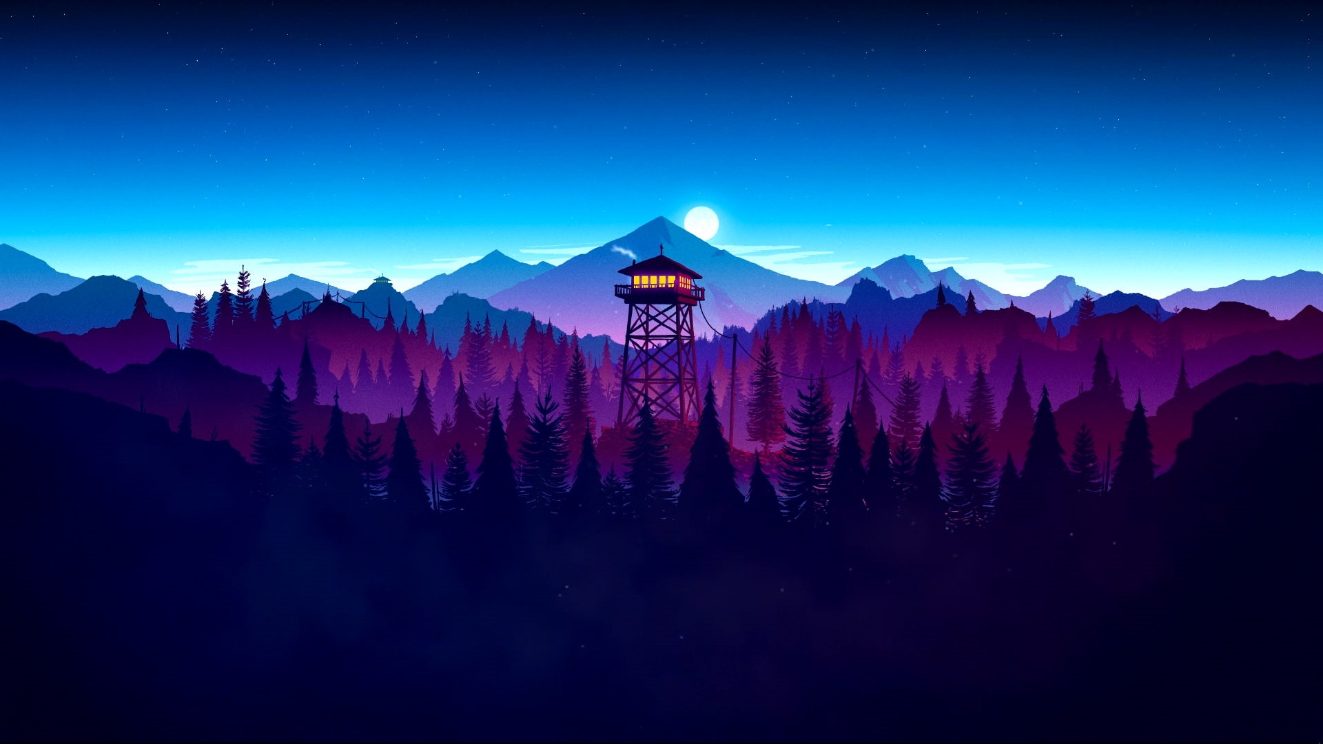 land, plant, scenics - nature, purple, mountain peak, star - space, night, tranquility, silhouette, mountain range, non-urban scene, idyllic, 1080P, blue, HD Wallpaper