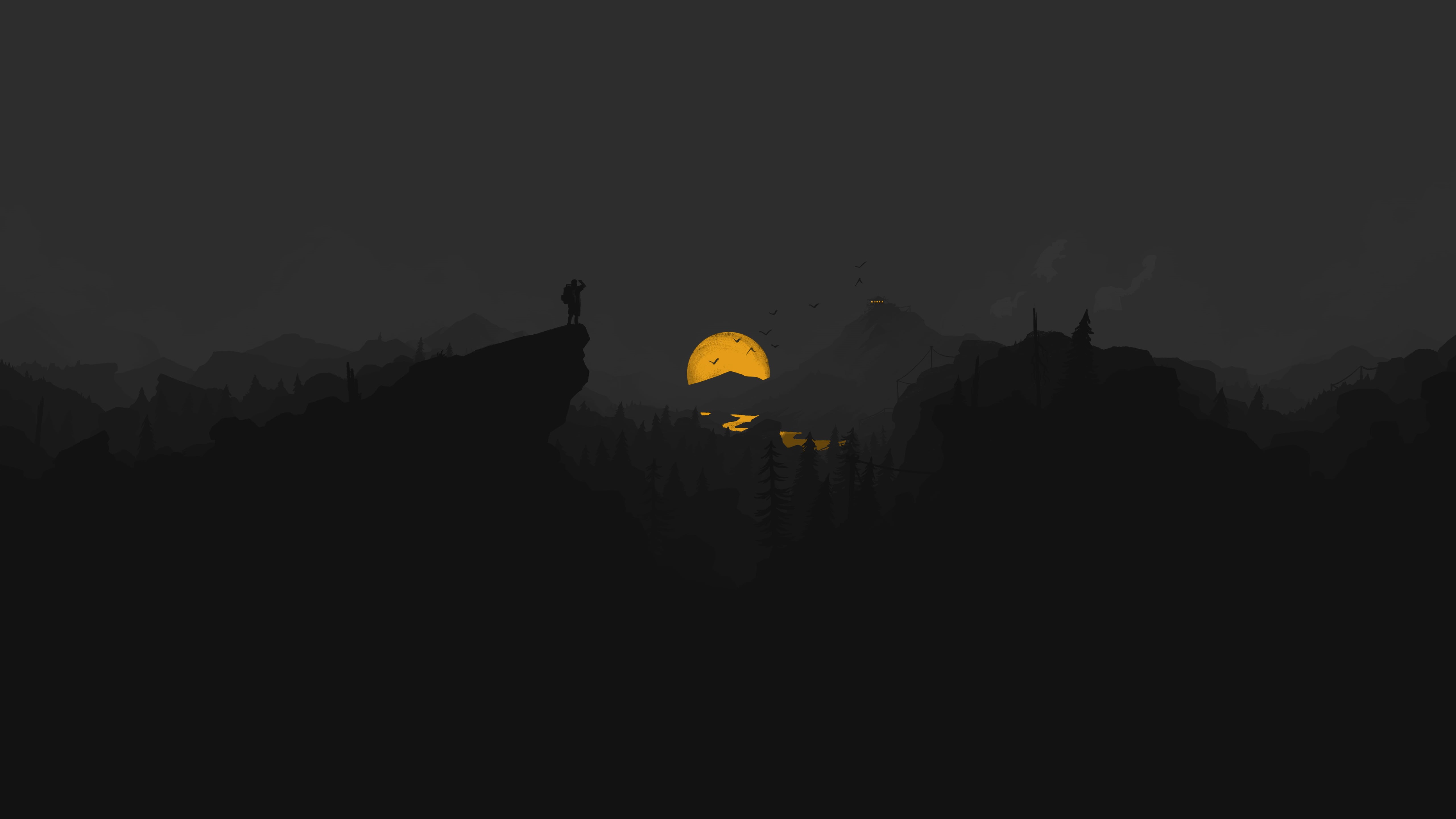 videogame, dark, Firewatch, landscape, night, 5K, minimalism, HD Wallpaper