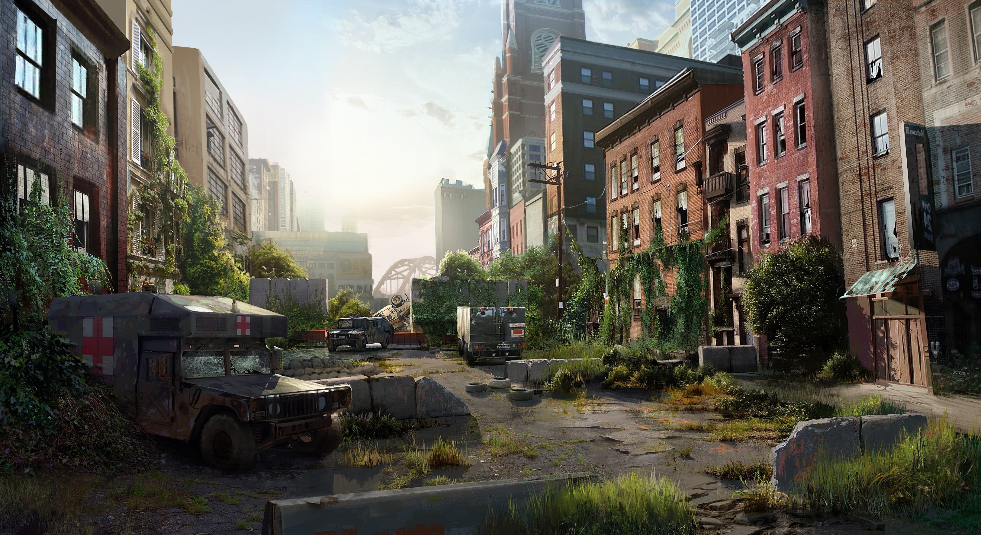 mode of transportation, canal, building exterior, outdoors, transportation, car, day, city, nature, 2K, no people, video games, The Last of Us, brown, HD Wallpaper