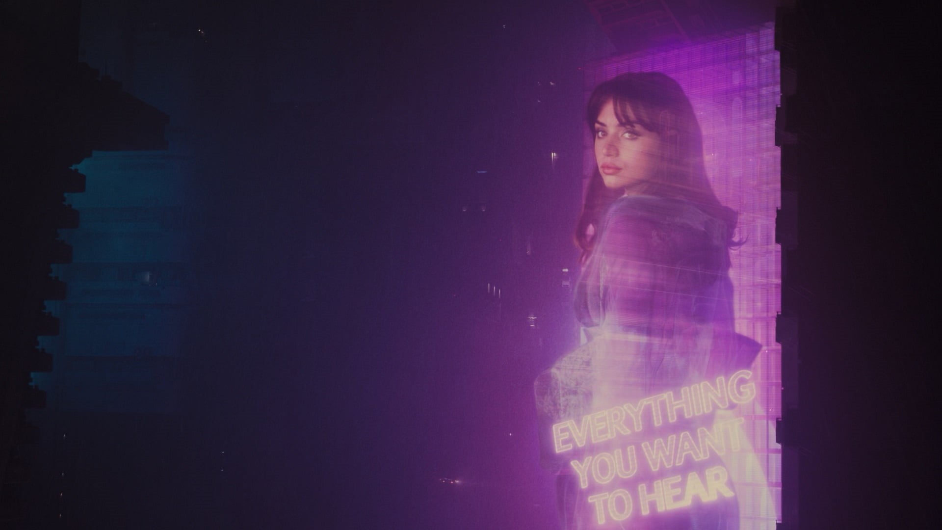 text, contemplation, movies, standing, Joi, dark, texture, illuminated, night, technology, digital composite, hairstyle, adult, Blade Runner, headshot, HD Wallpaper