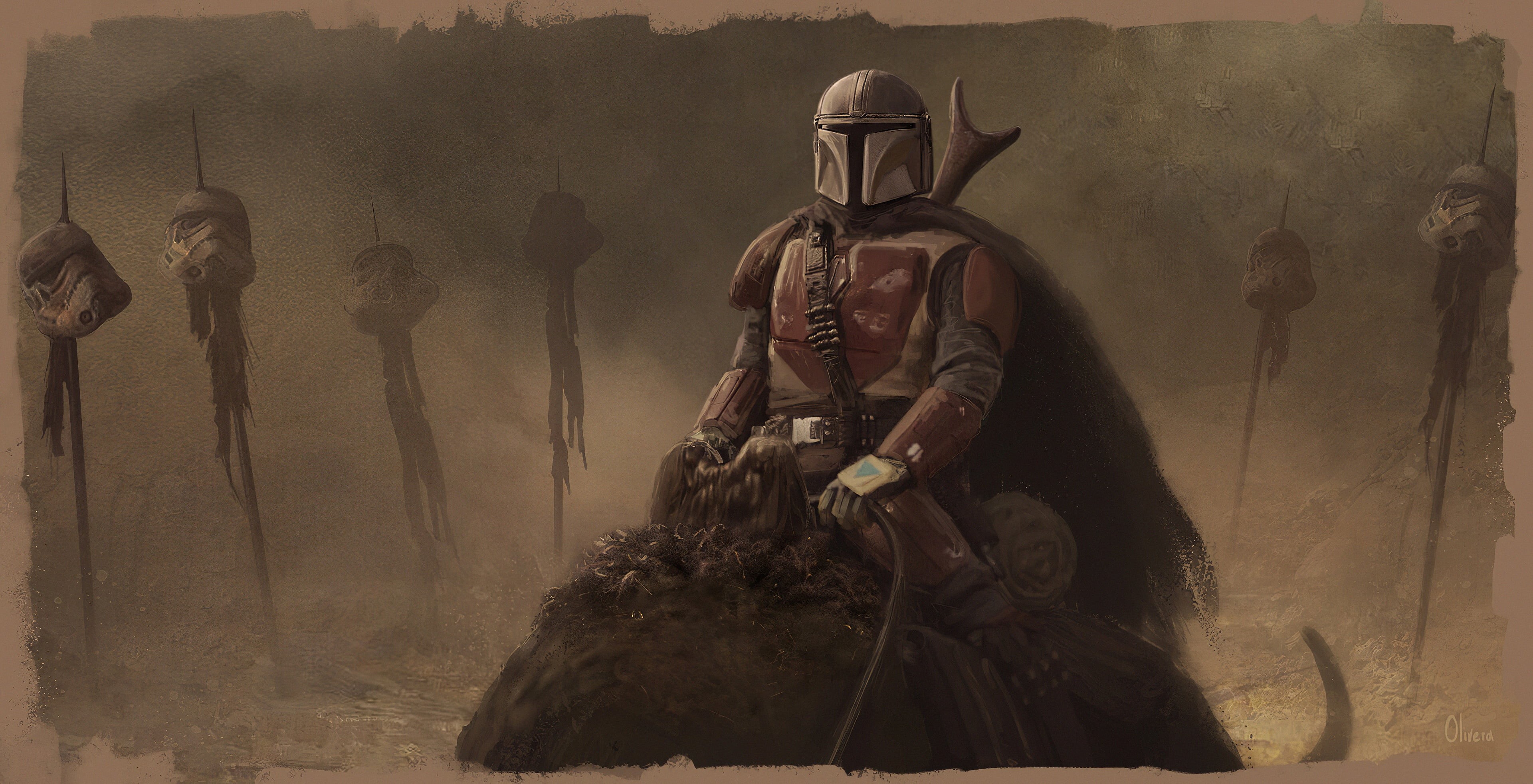 4K, bounty hunter, Star Wars, science fiction, artwork, The Mandalorian, HD Wallpaper