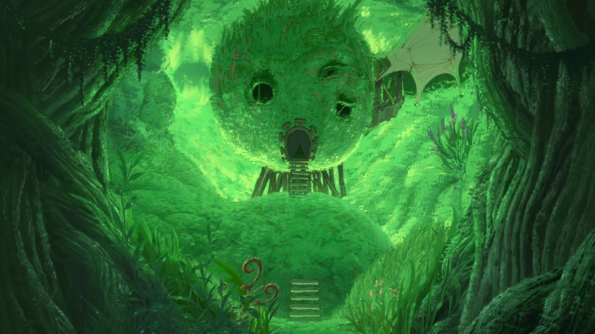 toy, architecture, growth, green, close-up, black, art and craft, plush, 1080P, anime, tree, creativity, full frame, nature, digital composite, no people, HD Wallpaper