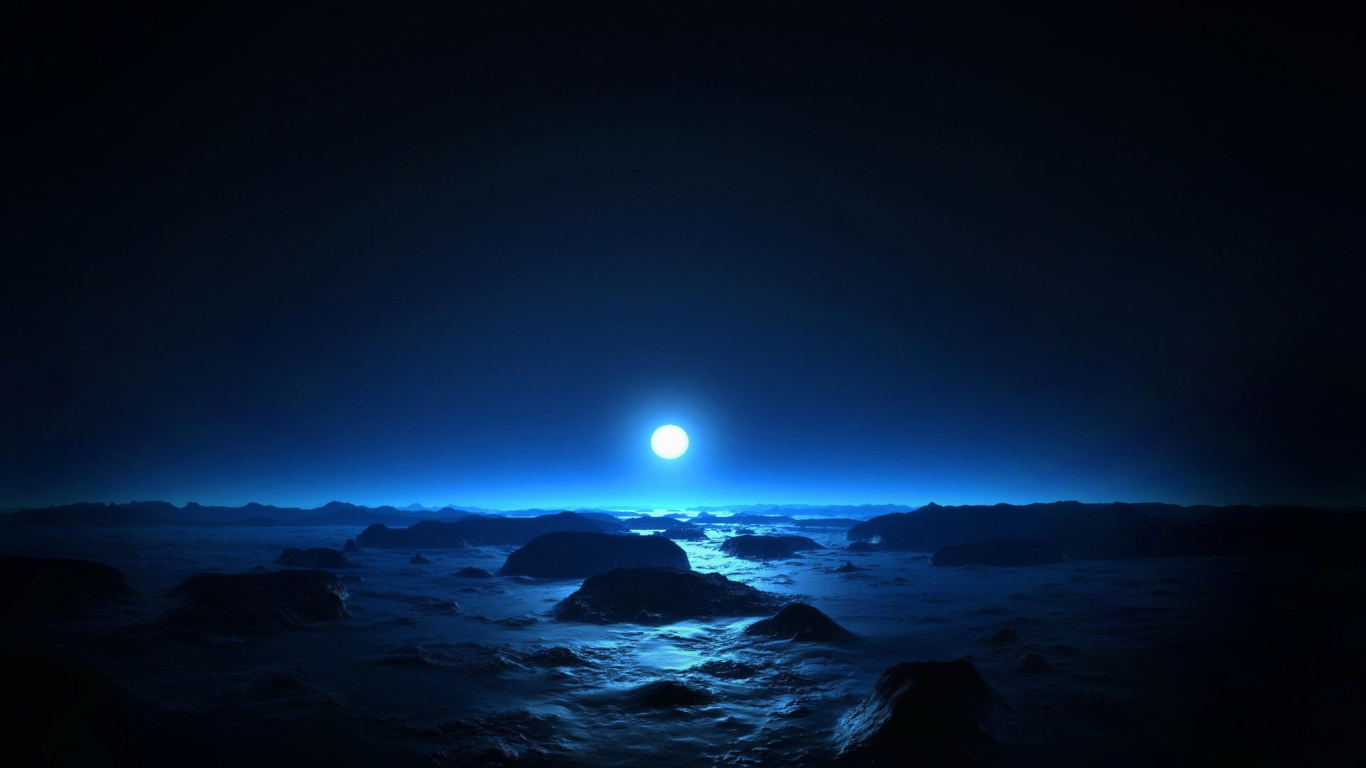 outdoor, tranquility, evening, outdoors, celestial body, orange, sky, moon, star, waves, summer, cloud, copy space, scenics - nature, water, dark, bright, HD Wallpaper