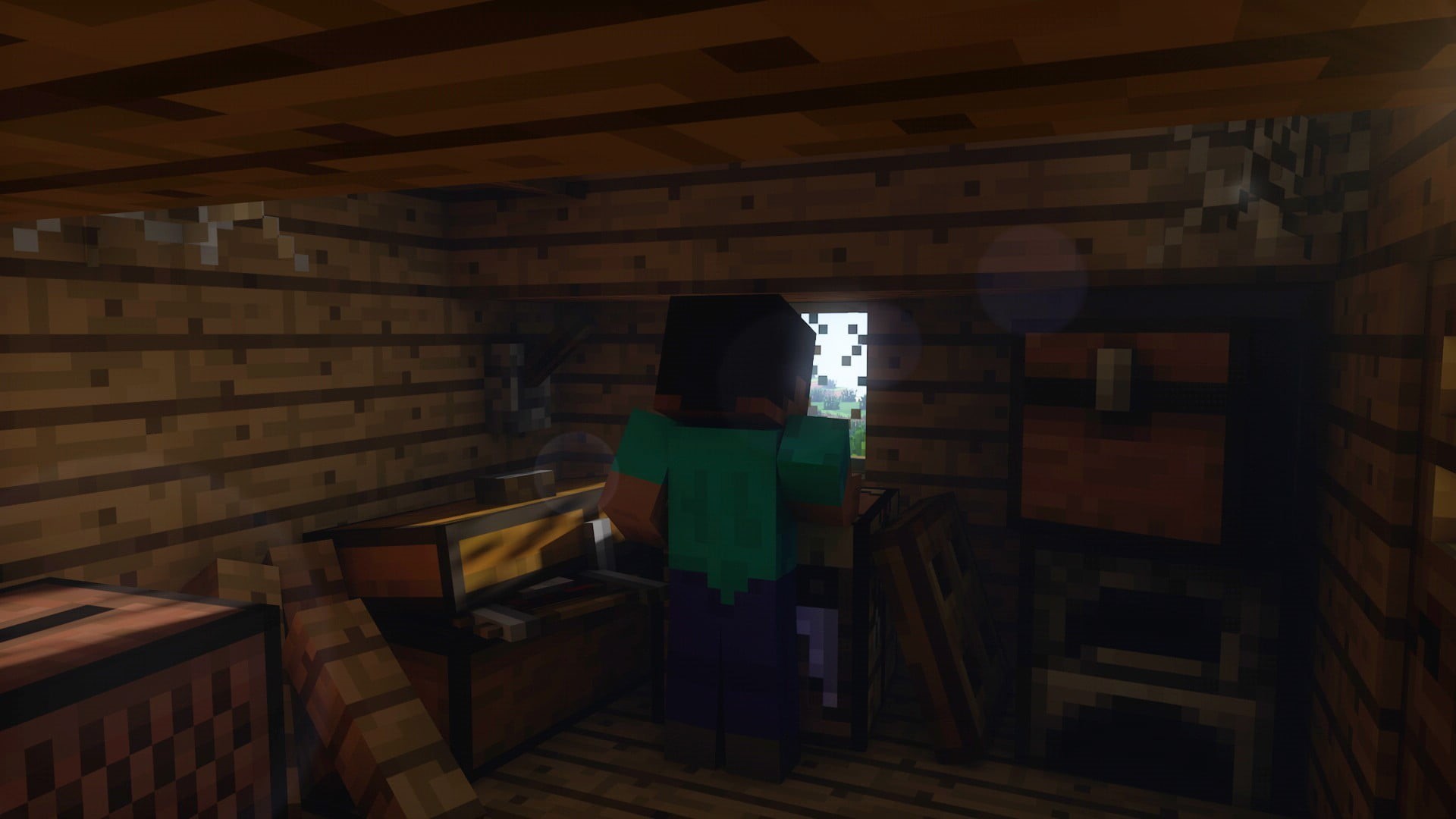 casual clothing, child, real People, people, domestic room, 1080P, Minecraft, rear view, leisure activity, building, females, architecture, video games, HD Wallpaper