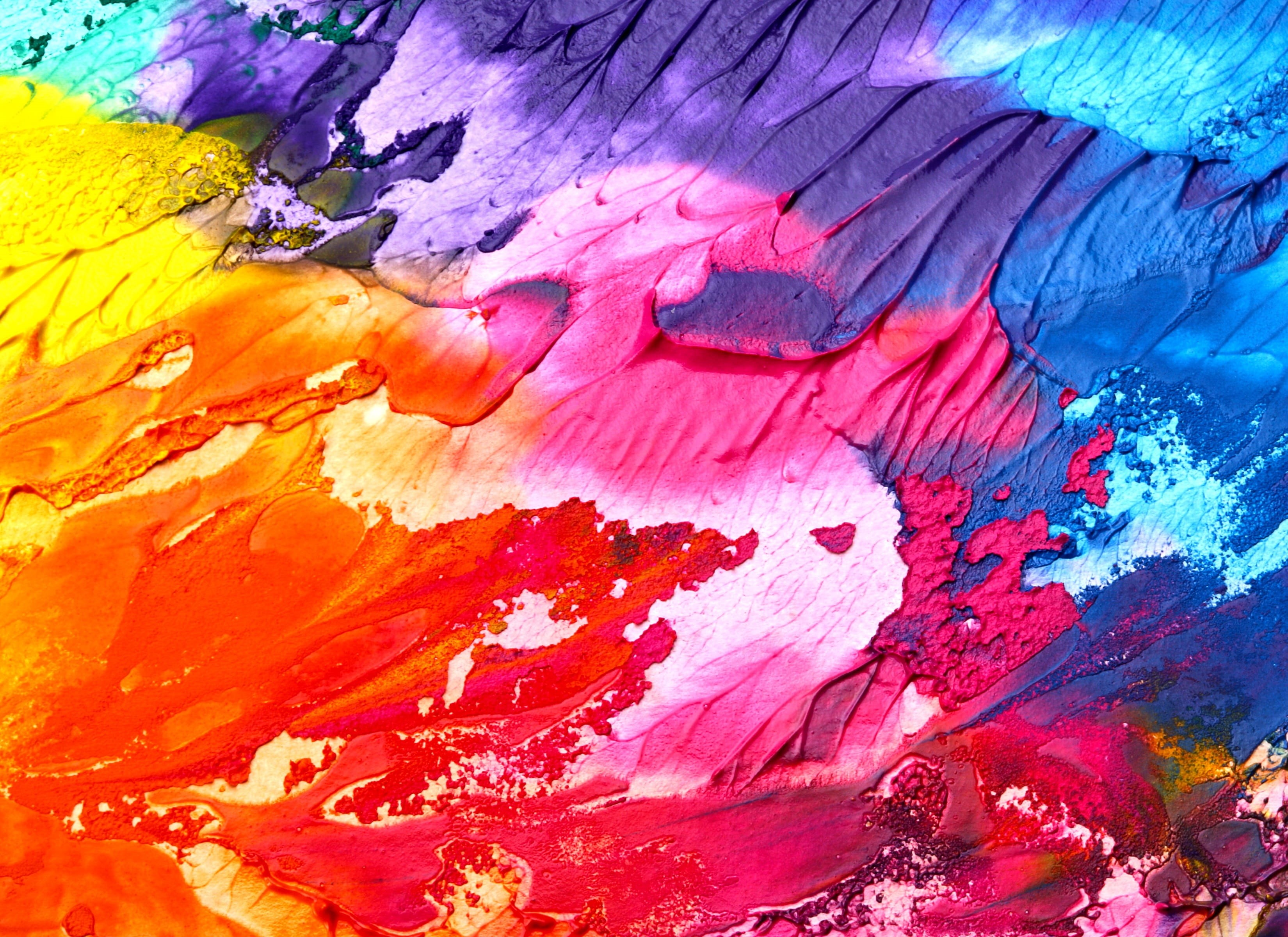 2K, canvas, watercolor, design, purple, creativity, abstract painting, paintings, full frame, pink color, backgrounds, artistic, abstract, yellow, background, HD Wallpaper