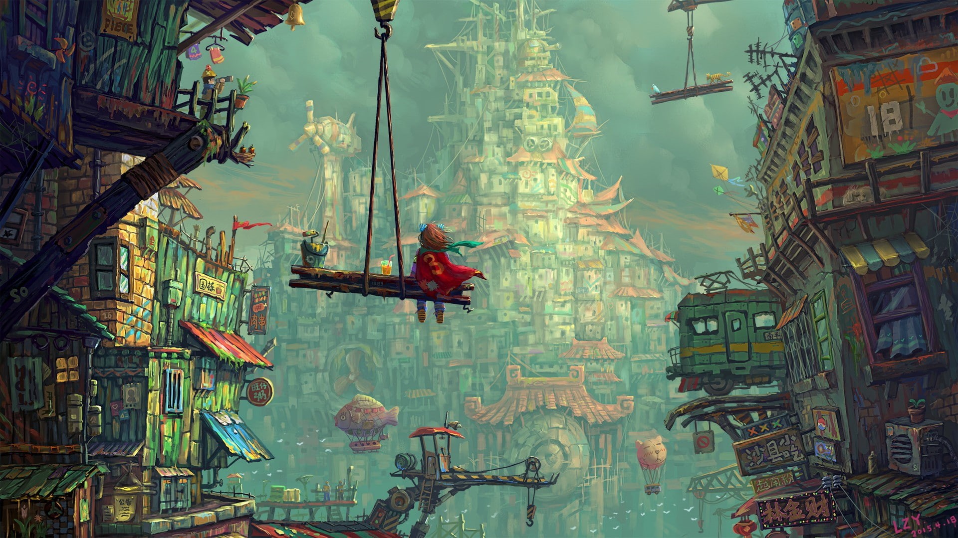 fantasy art, concept art, digital art, building, city, children, artwork, 1080P, HD Wallpaper