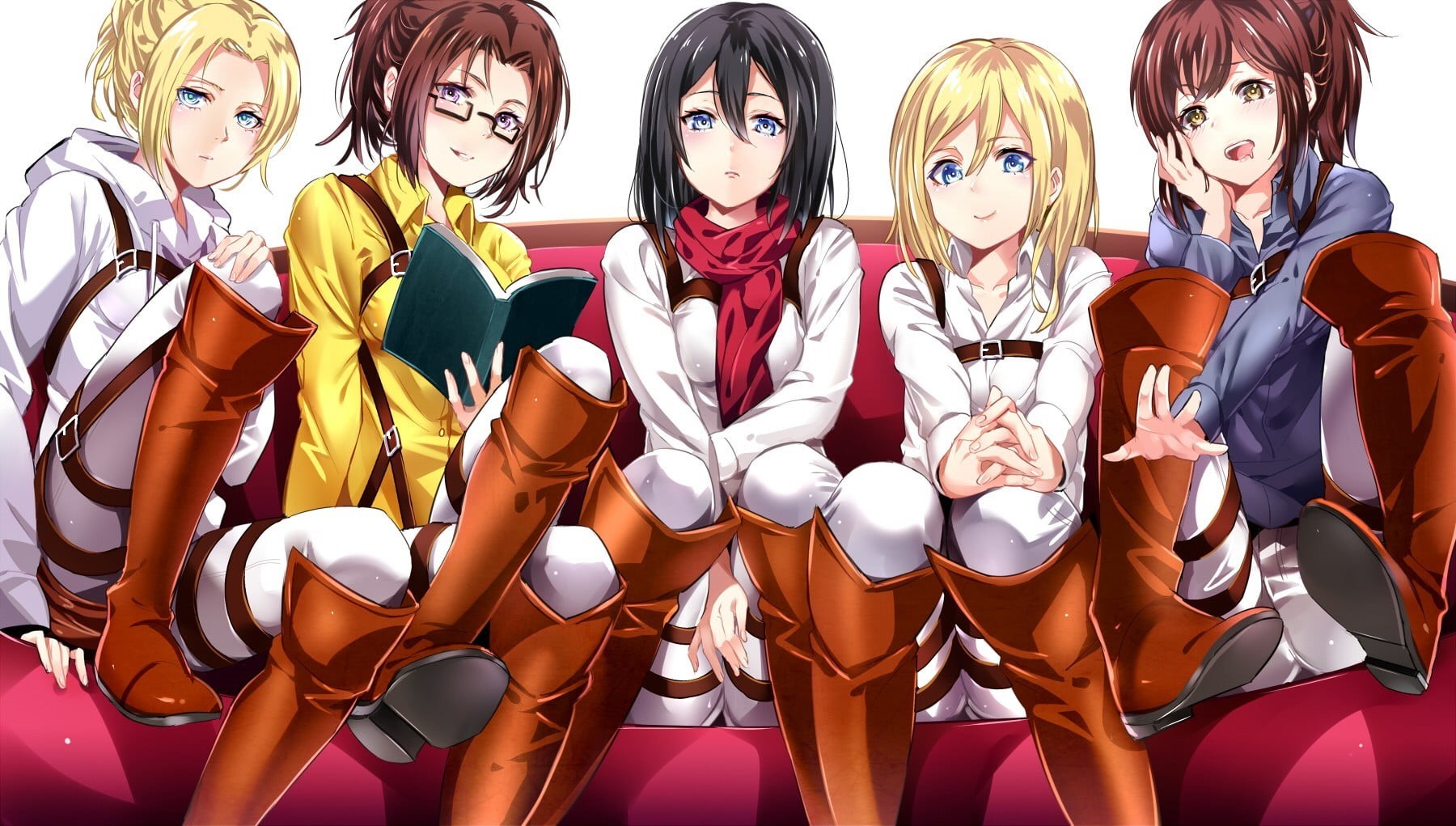 women, clothing, adult, red, large group of objects, group of people, anime girls, creativity, indoors, anime, people, beautiful woman, in a row, beauty, HD Wallpaper