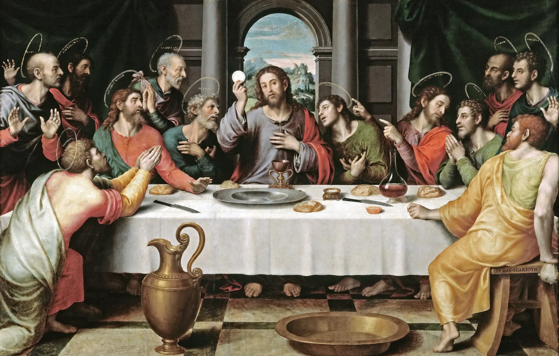 mythology, men, spirituality, belief, adult, real people, lifestyles, 1080P, food and drink, table, large group of people, Juan de Juanes appear, togetherness, HD Wallpaper