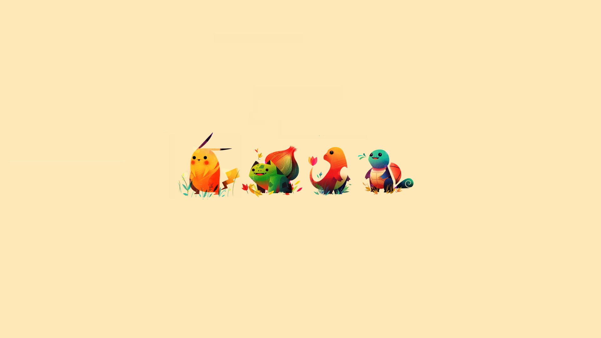 yellow, cultures, Pikachu, illustration, backgrounds, variation, beige background, season, design, representation, sign, animal wildlife, Charmander, easter, HD Wallpaper