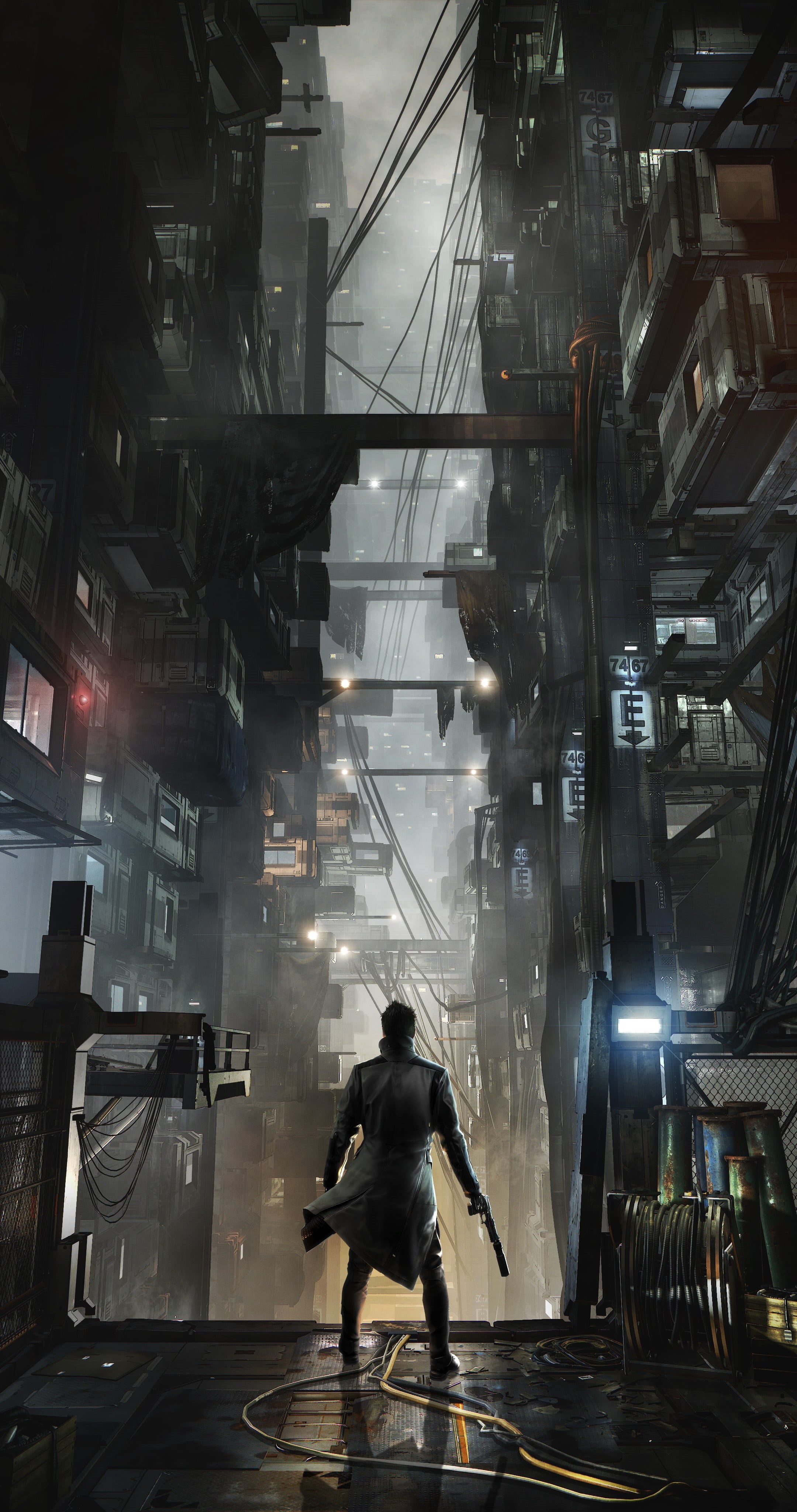 full length, video games, game, man, digital, futuristic, built structure, indoors, architecture, working, real people, men, Adam Jensen, motion, 4K, walking, Phone HD Wallpaper