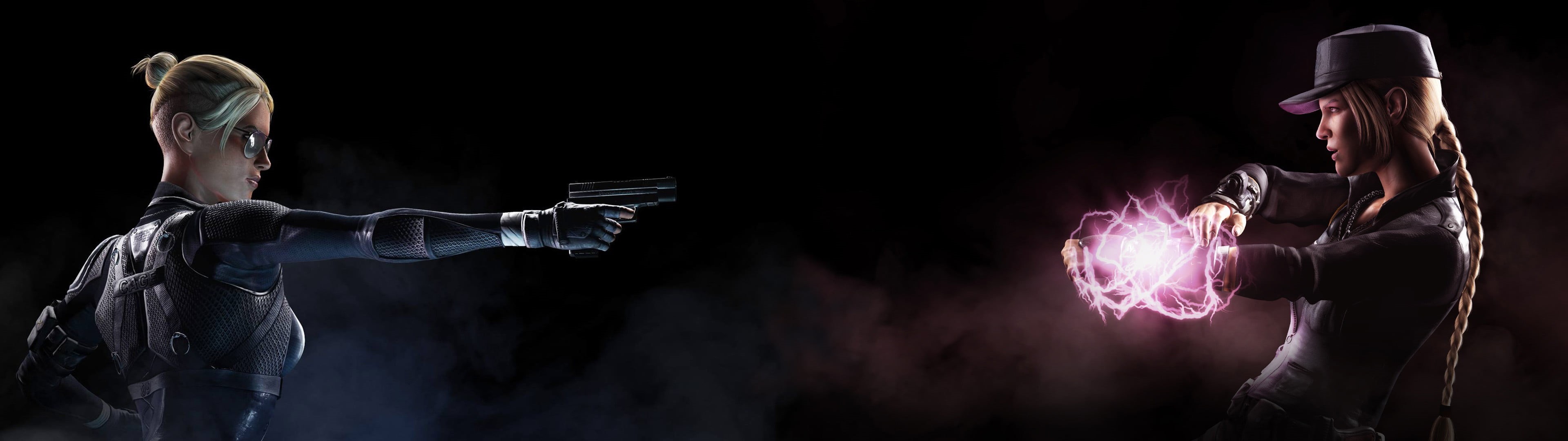 skill, pistol, studio Shot, people, human arm, dark, one Person, women, side view, adult, gun, triple screen, standing, black background, stage - performance space, HD Wallpaper