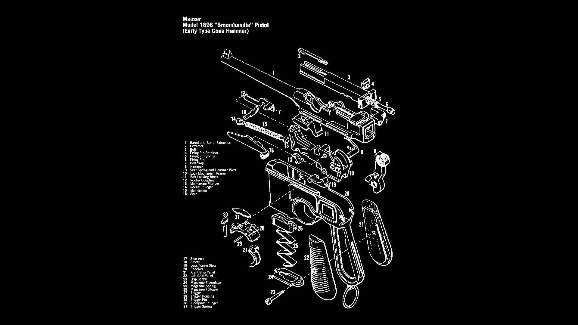 crystal, illuminated, Mauser C96, connection, high angle view, indoors, design, Exploded-view diagram, still life, shape, metal, no people, mauser, equipment, HD Wallpaper