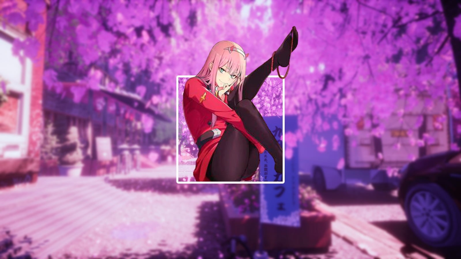anime landscape, Zero Two (Darling in the FranXX), waifu2x, anime, anime girls, Darling in the FranXX, 720P, HD Wallpaper
