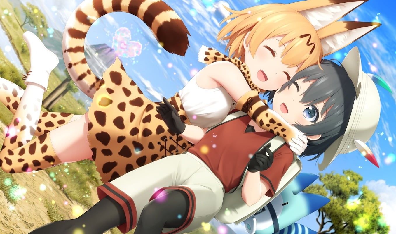 child, real people, childhood, Serval (Kemono Friends), Kemono Friends, Bai Yemeng, sunlight, men, sky, nature, day, portrait, animal wildlife, lifestyles, HD Wallpaper