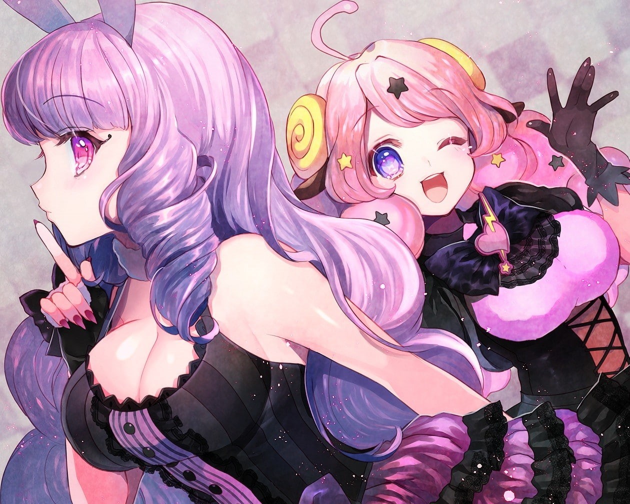 costume, corset, toy, festival, lifestyles, arts culture and entertainment, dress, bunny ears, waifu2x, purple, violet hair, art and craft, blue eyes, high angle view, HD Wallpaper