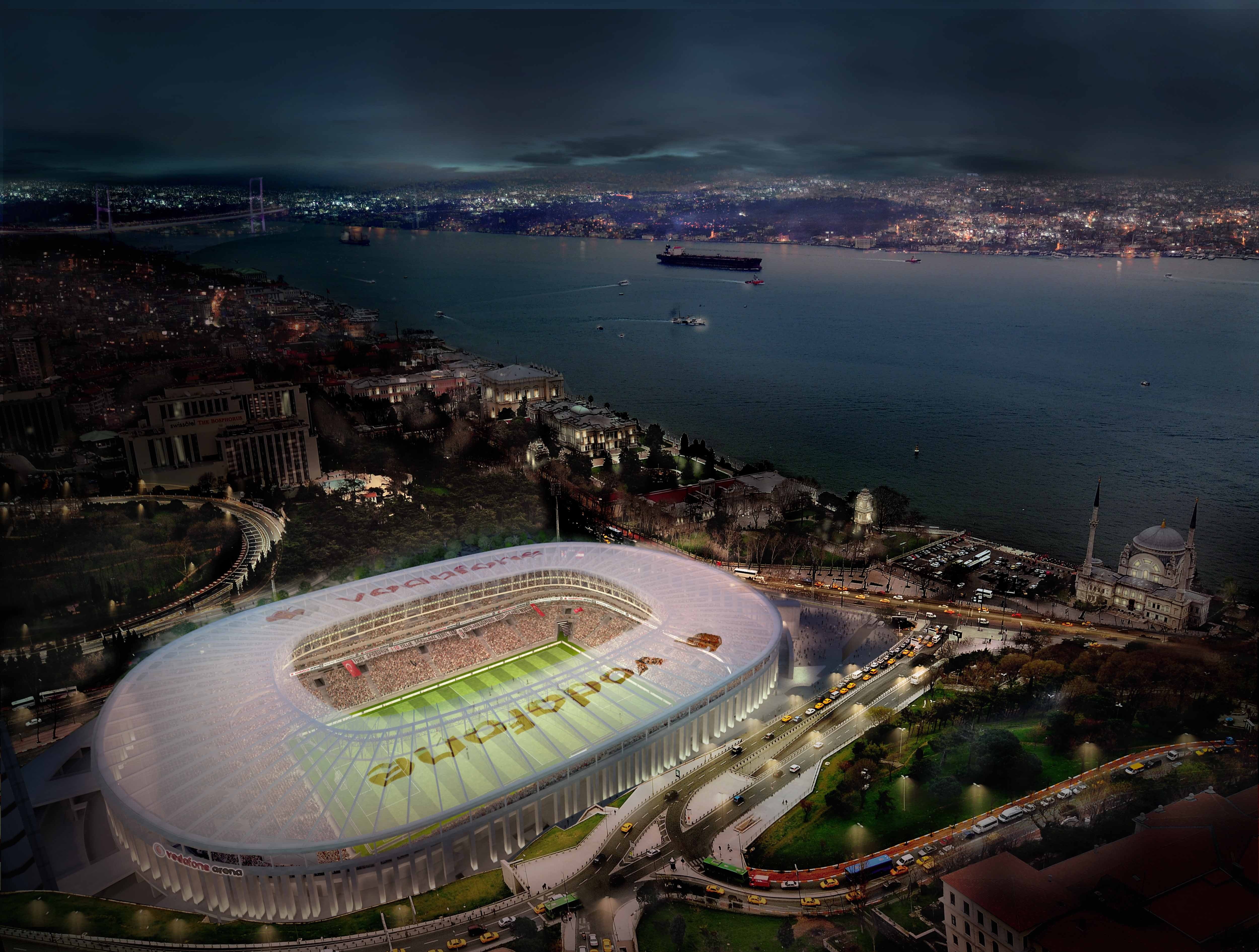 cityscape, architecture, built structure, outdoors, water, sea, skyscraper, stadium, building exterior, Besiktas J.K., travel destinations, football, high angle view, HD Wallpaper